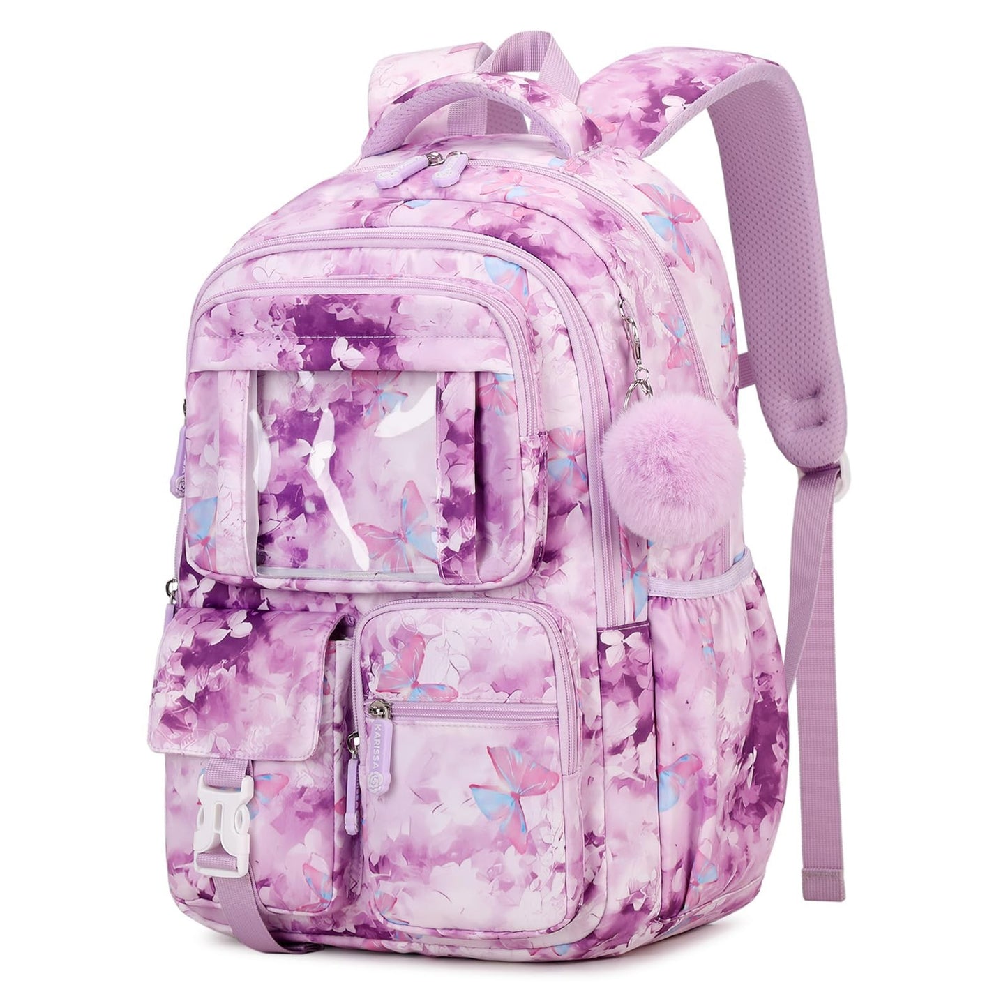 Kawaii Purple Butterfly Kids Backpack for Girls - School Bag for Middle & Elemen1