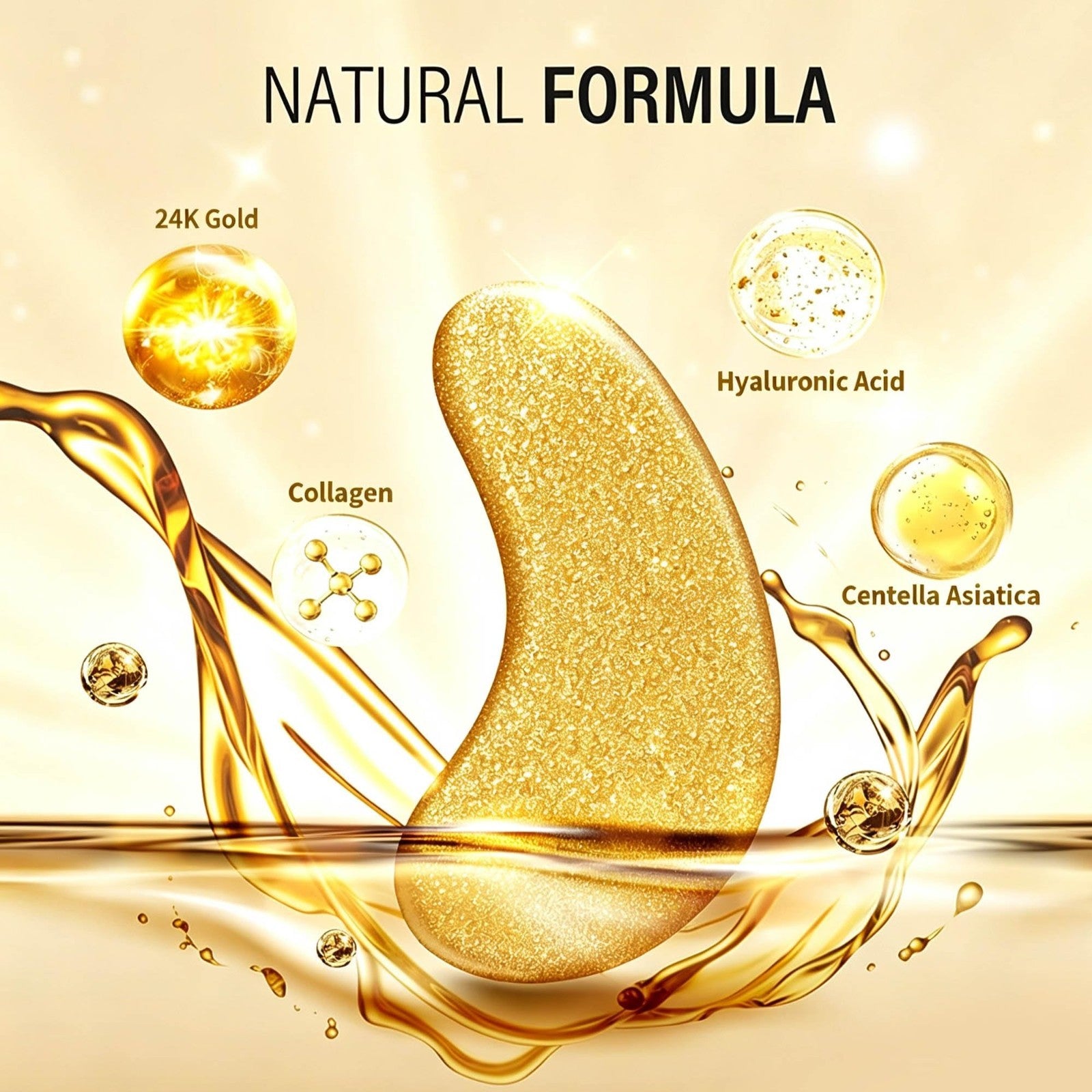 24K Gold Under Eye Patches - 30 Pairs, Collagen Eye Masks for Dark Circles & Puf3