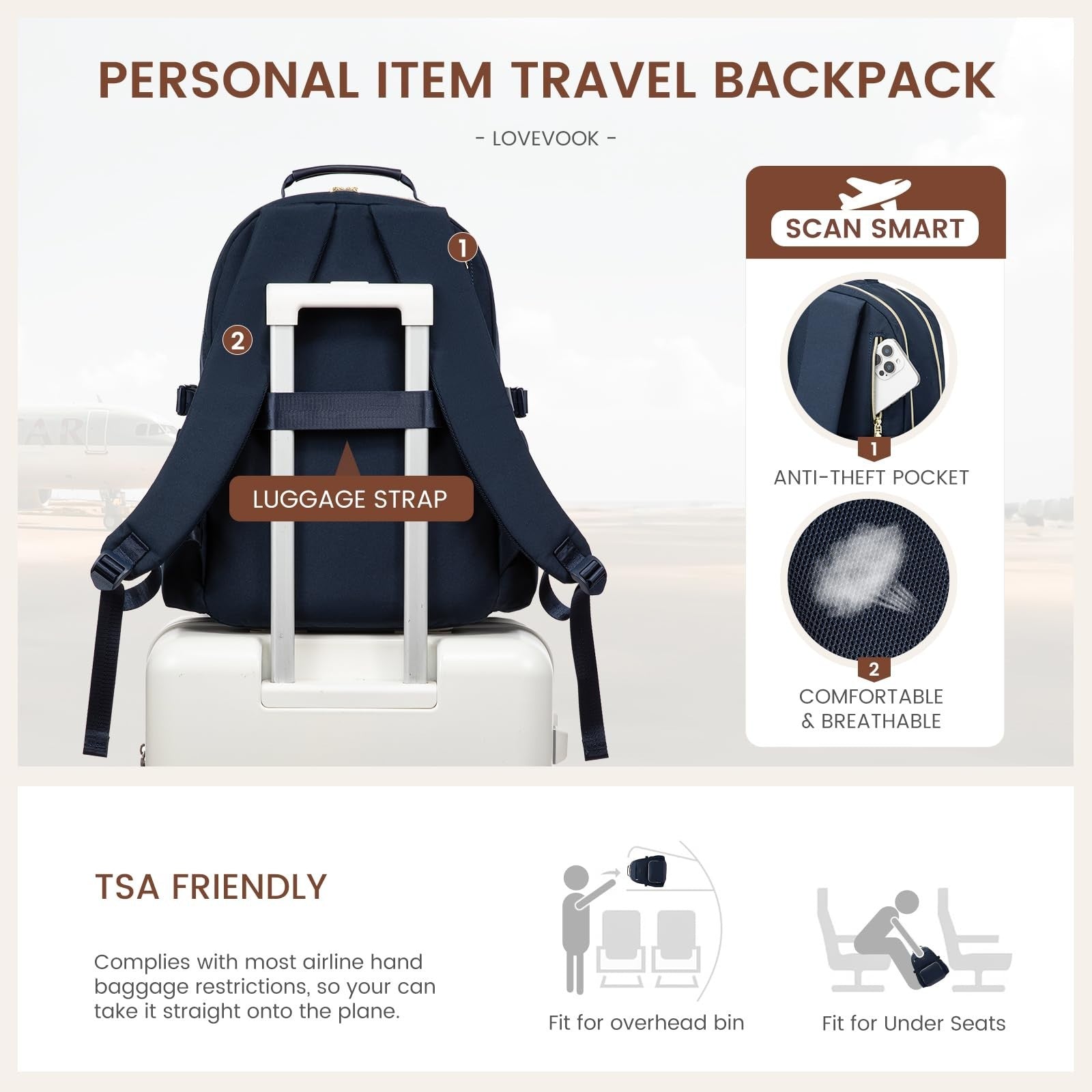 Stylish Waterproof Laptop Backpack for Women, 15.6" Large Capacity Travel Bag, P5