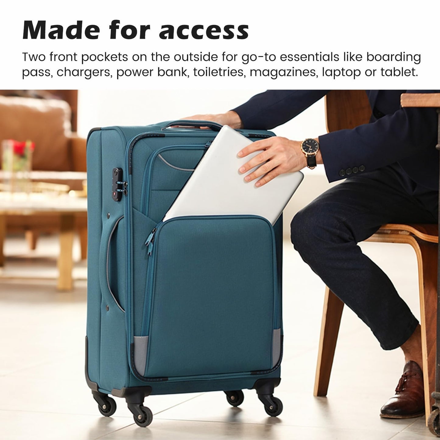 4-Piece Softshell Luggage Set with TSA Lock, Spinner Wheels & Tote - Durable Tra2
