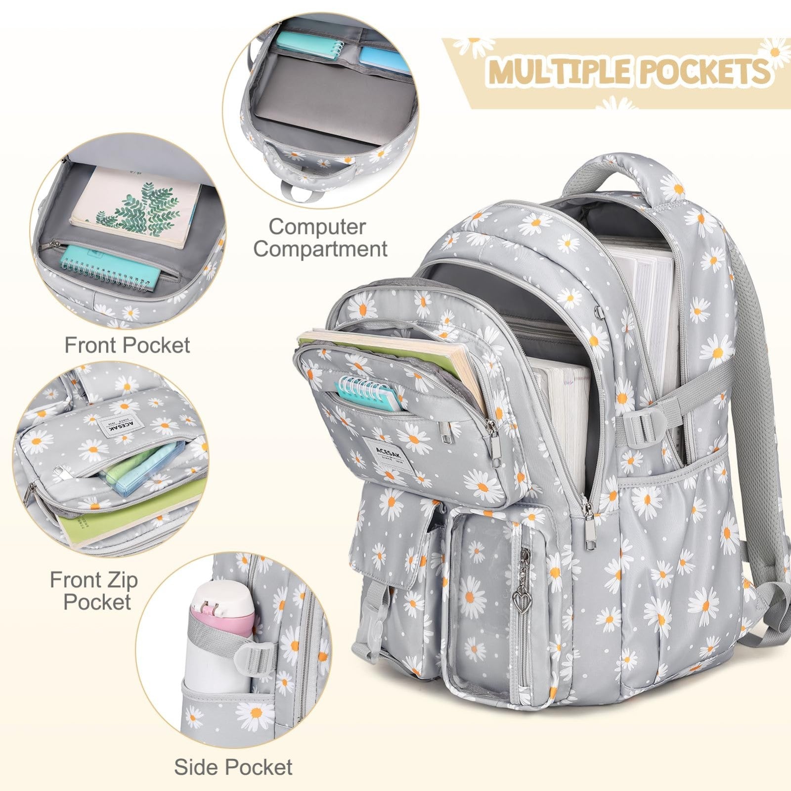 Stylish Girls Backpack Set with Lunch Bag & Pencil Pouch   Teen Laptop Bookbag,3