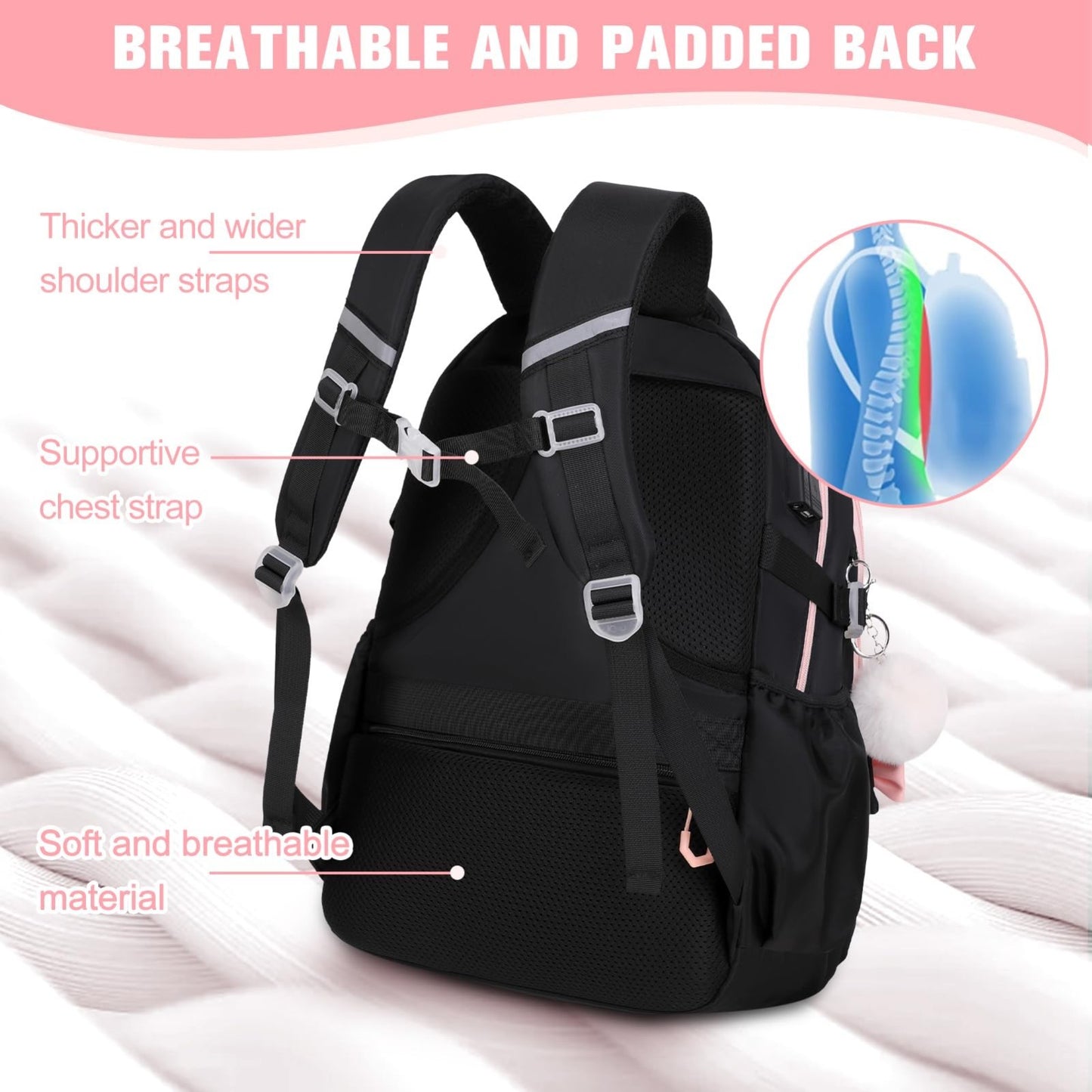 Cute Bow Backpack for Girls   School Bag Set with Lunch Bag & Pen Case4