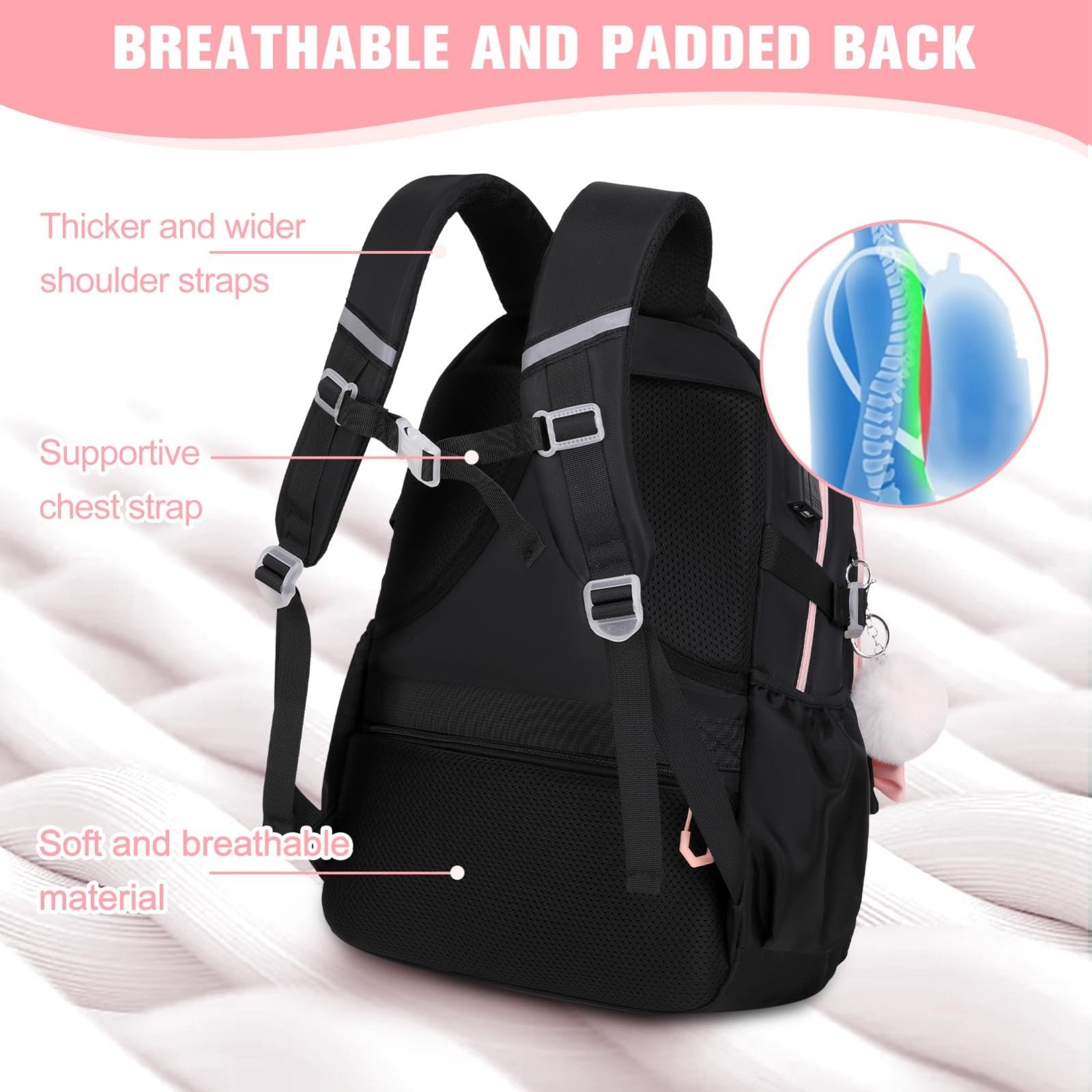 Cute Bow Backpack for Girls   School Bag Set with Lunch Bag & Pen Case4