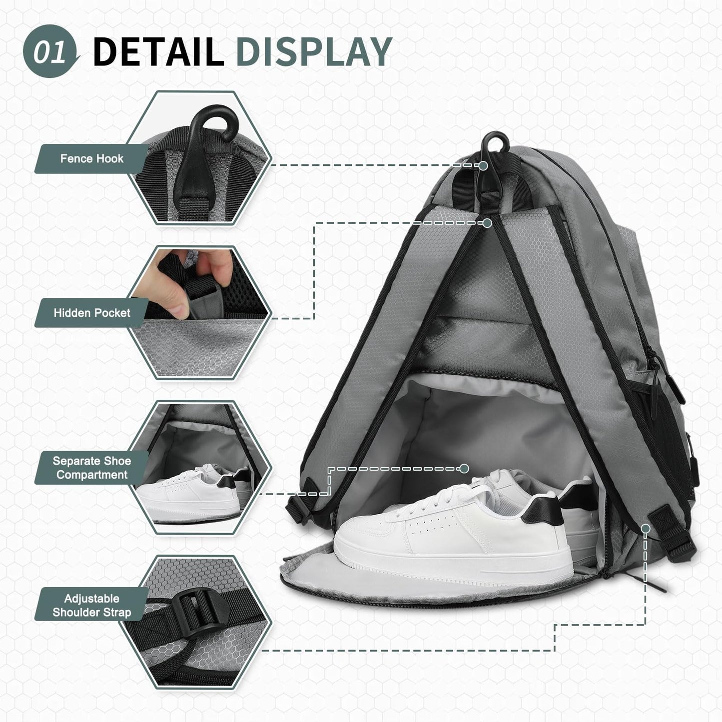 Optimized eBay Title:  Waterproof Tennis Backpack with Shoe Compartment, Wet/Dr3