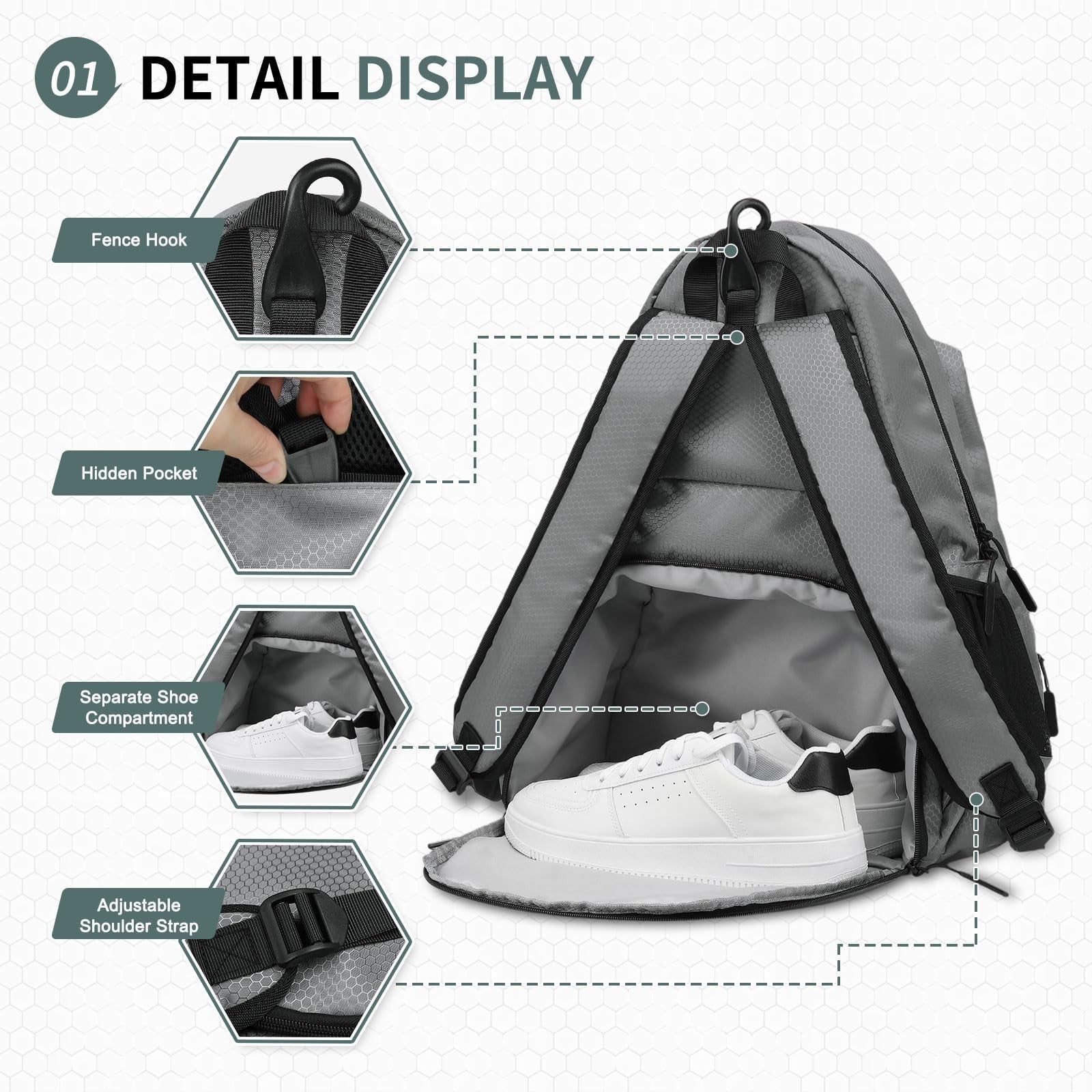 Optimized eBay Title:  Waterproof Tennis Backpack with Shoe Compartment, Wet/Dr3