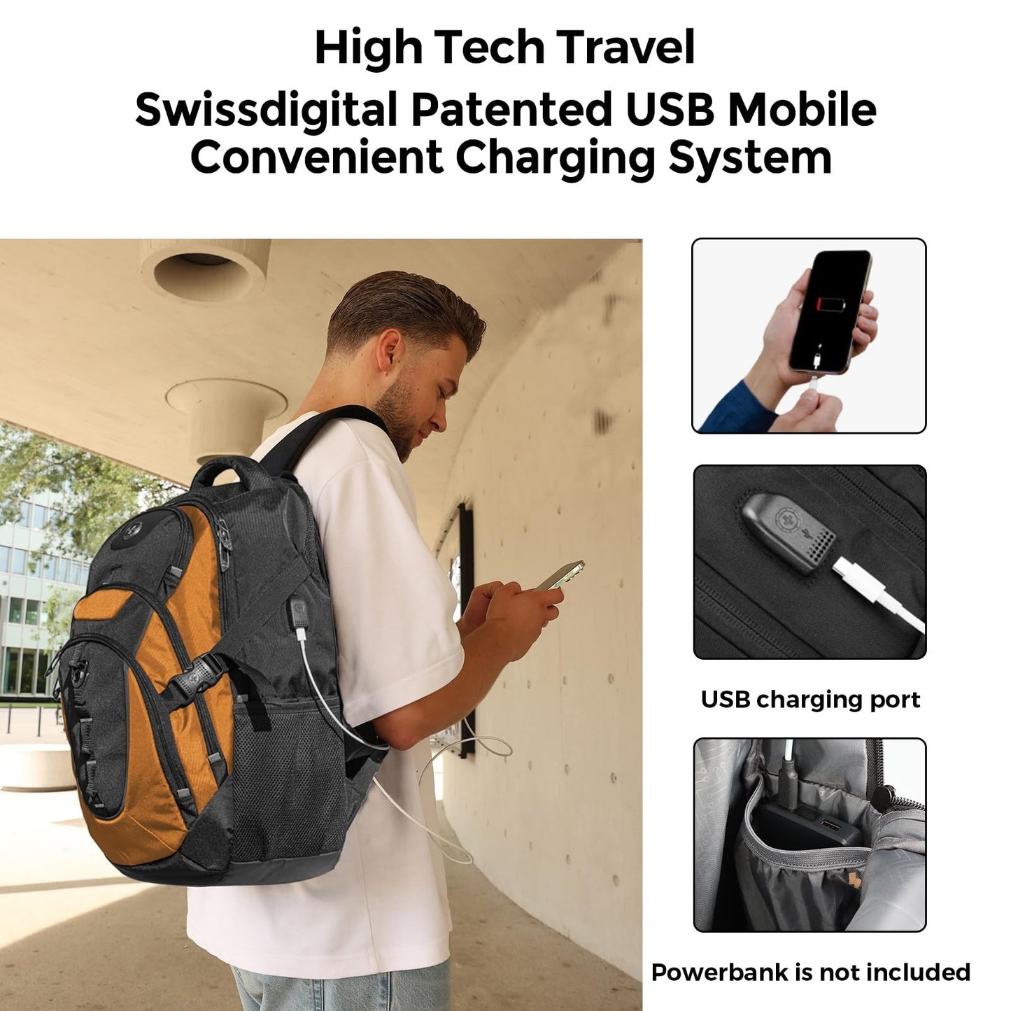 Stylish Laptop Backpack with USB Charging Port, Fits 15.6" Computer, 31L Travel2