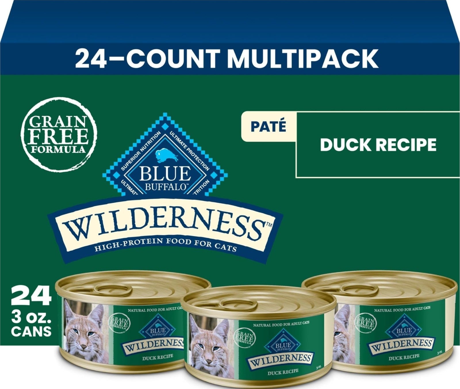 Grain Free Duck Paté Wet Cat Food, 3 oz Cups, 24 Pack   High Protein & Flavorful1