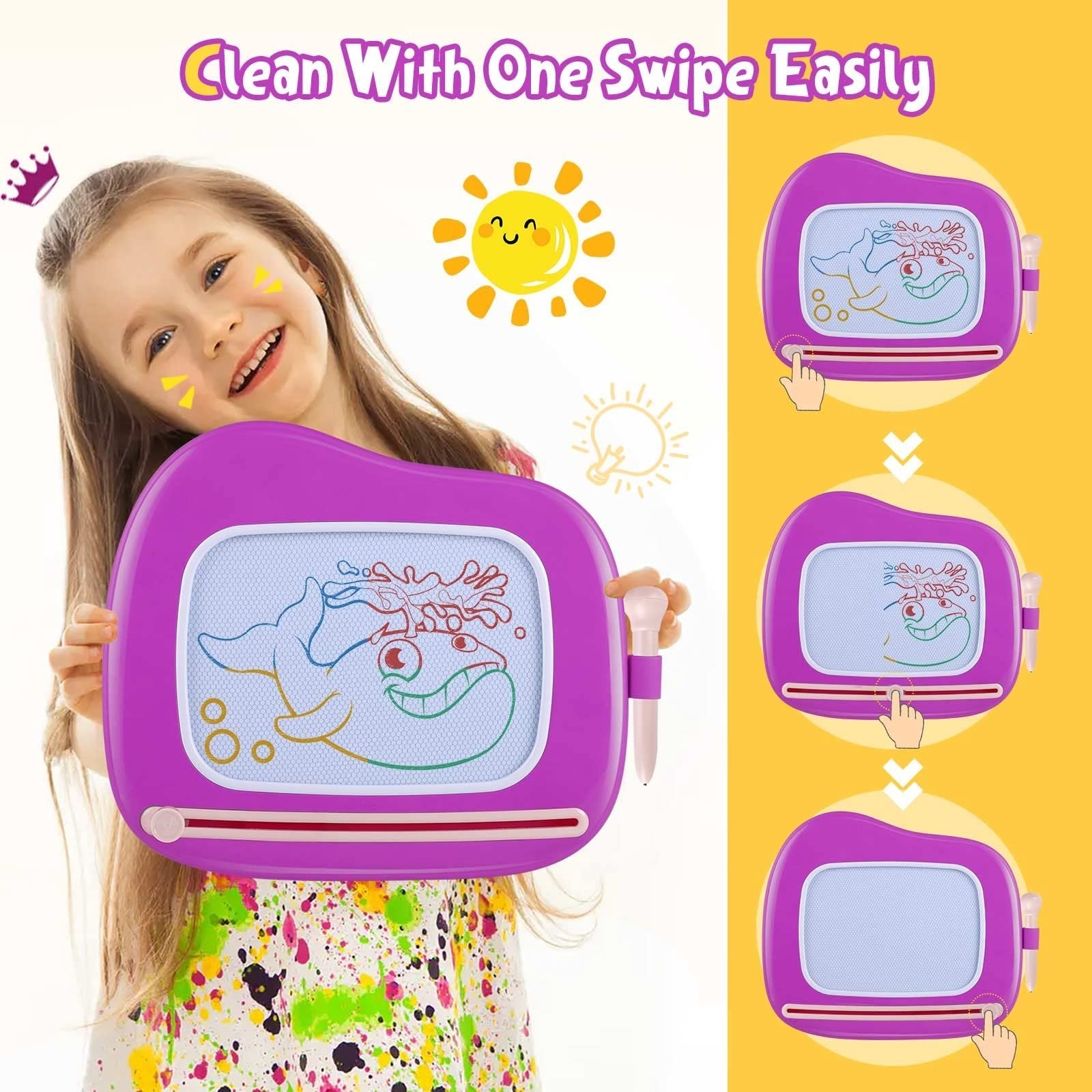 Magnetic Drawing Doodle Board for Toddlers, Educational Toys for 1-3 Year Olds,2