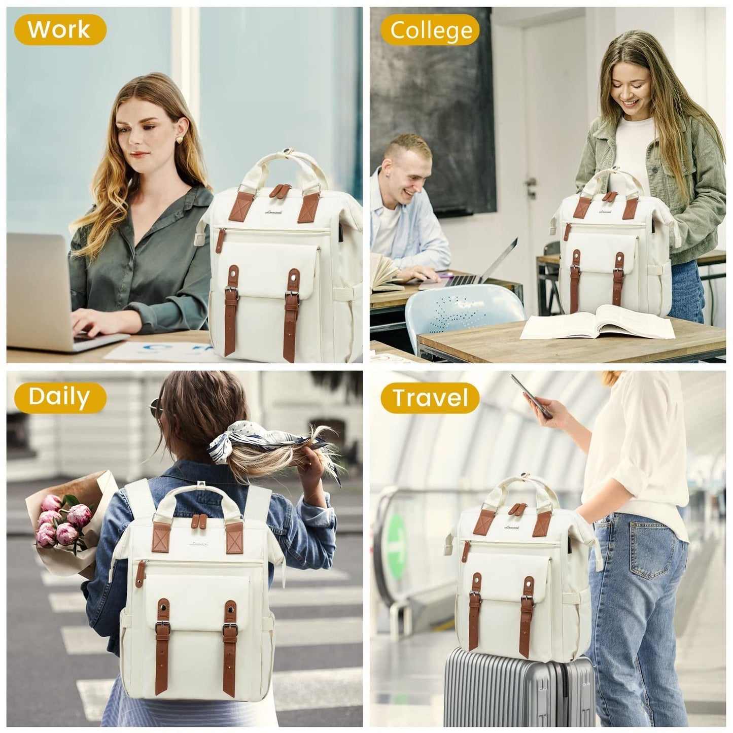 Stylish 15.6" Laptop Backpack for Women   Work, Travel, College, Business Bag, B4