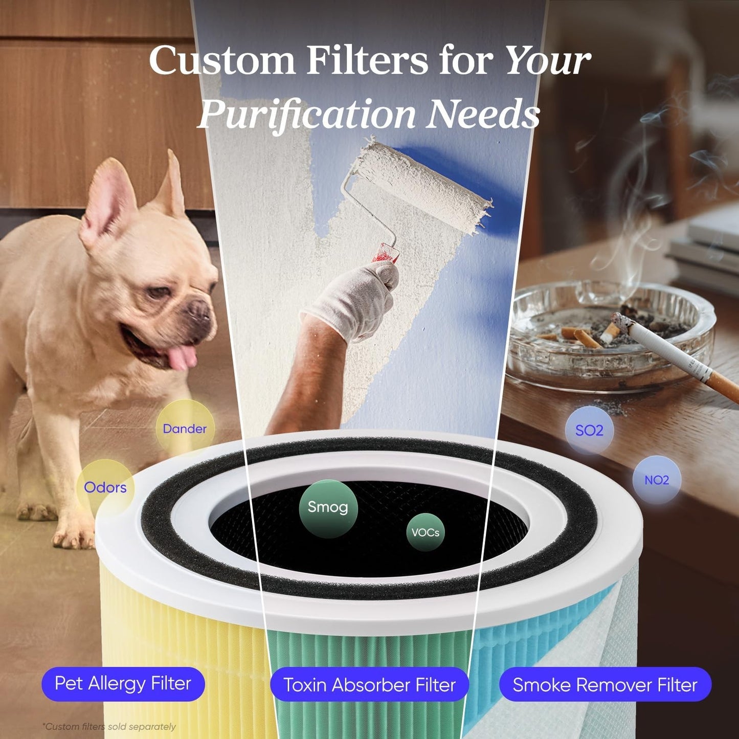 Air Purifier for Home Allergies, Pets & Smoke   H13 HEPA Filter, 1073 ft² Covera6