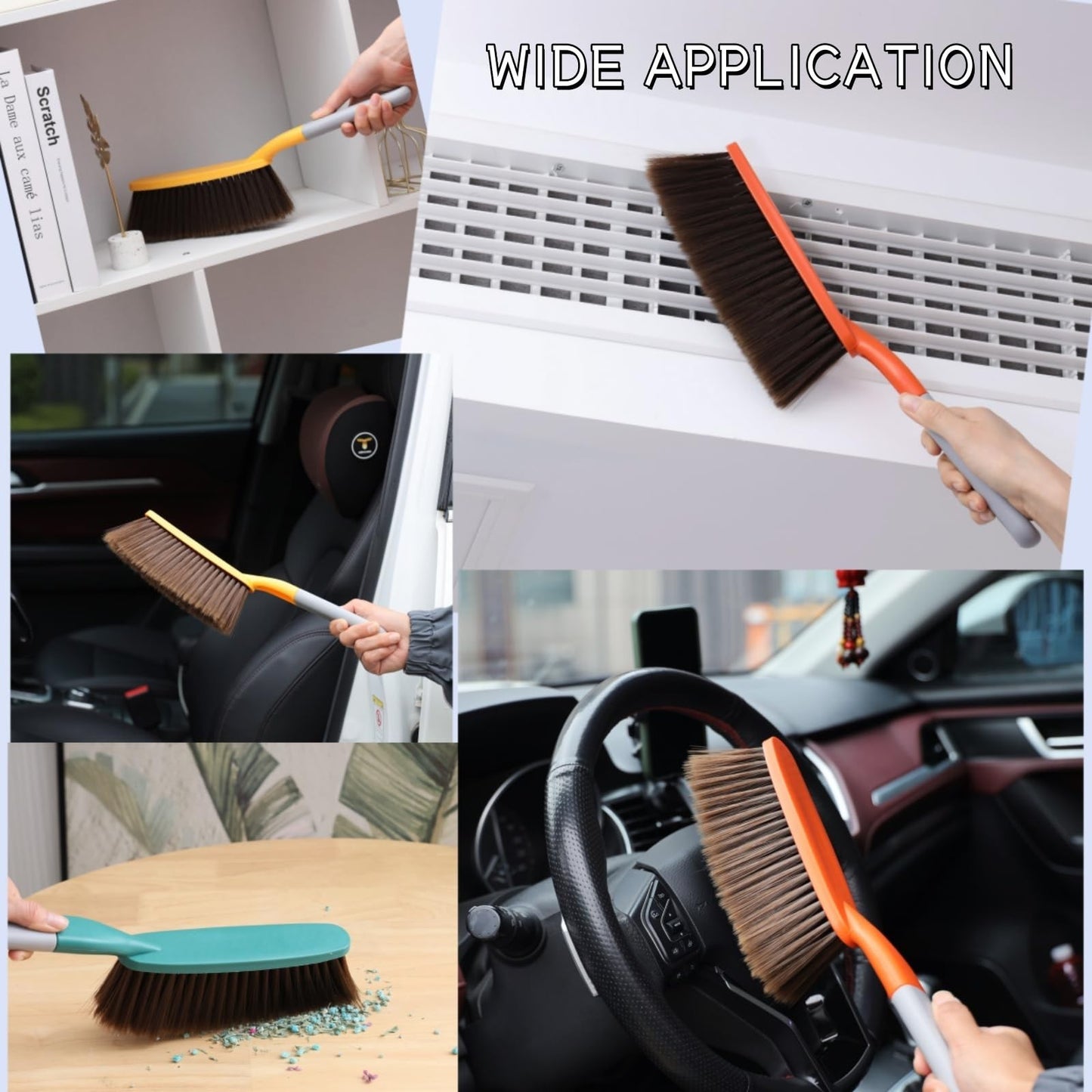15" Soft Bristle Hand Broom Brush Set - 3 Pack for Hair, Dust & Debris Cleanup4