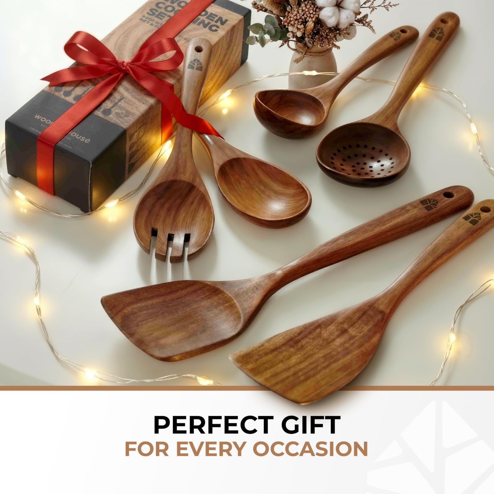 Premium Teak Wooden Cooking Spoons Set   6 Pcs, Durable, Nonstick, Heat Resistan8