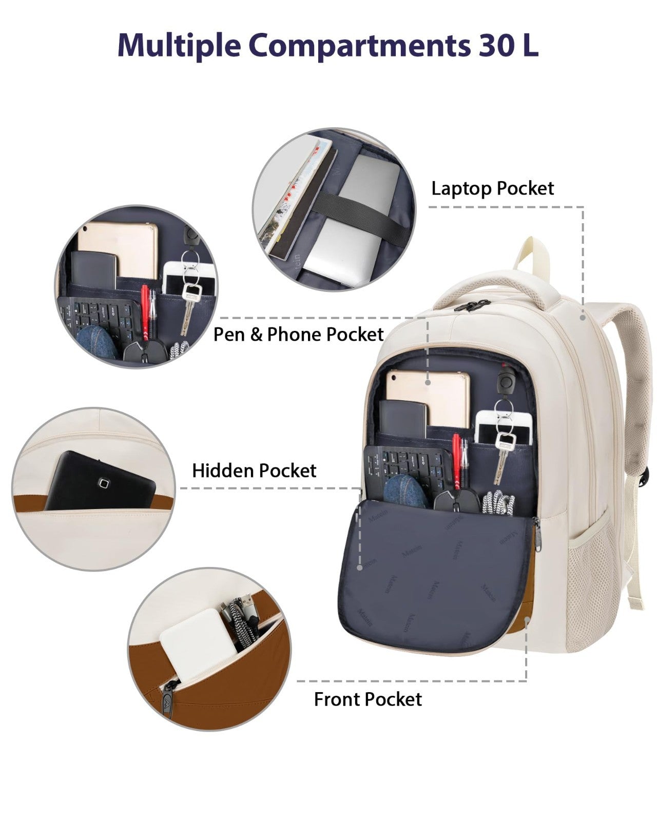 Water Resistant 17.3" Laptop Backpack for Women, Stylish Business Work Bag5