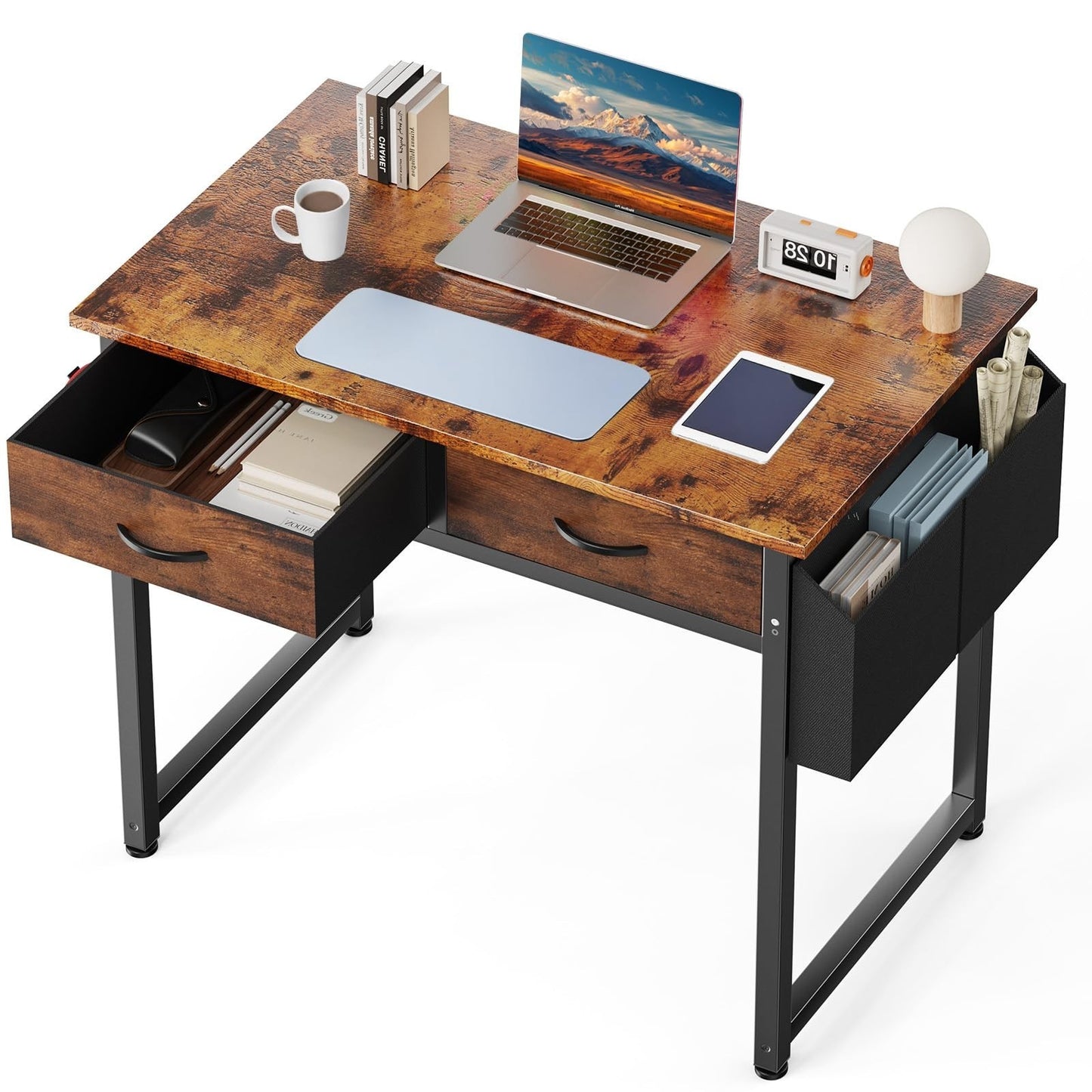 32" Home Office Desk with Drawers, Gaming Writing Table, Storage Bag & Headphone1