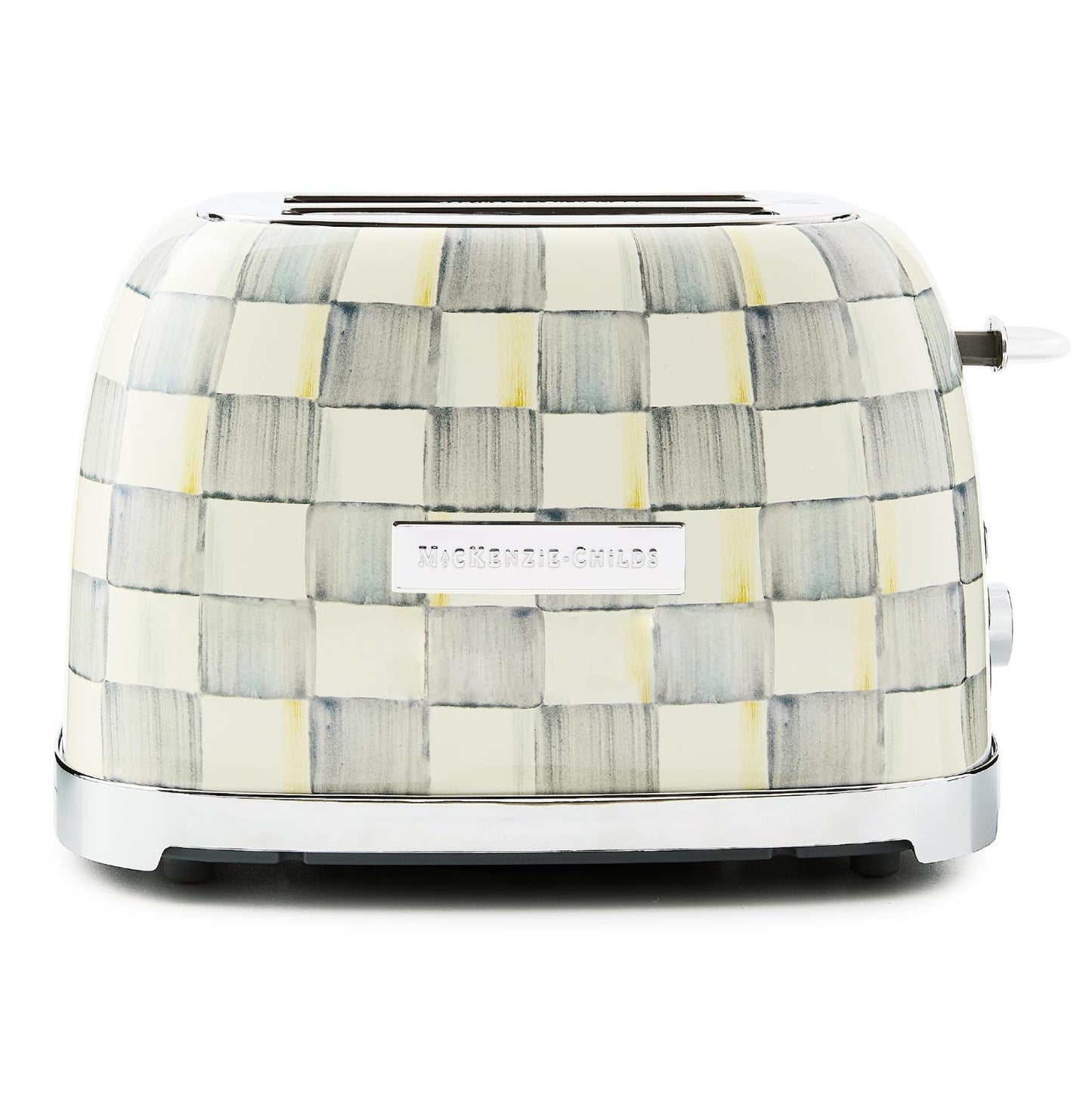 Stylish 2-Slice Toaster for Kitchen, Gray & White Checkered Design, Decorative A1
