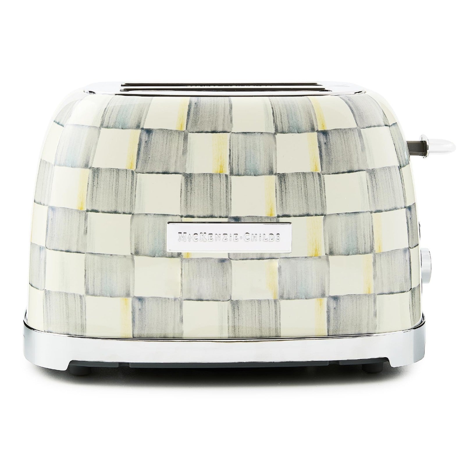 Stylish 2-Slice Toaster for Kitchen, Gray & White Checkered Design, Decorative A1