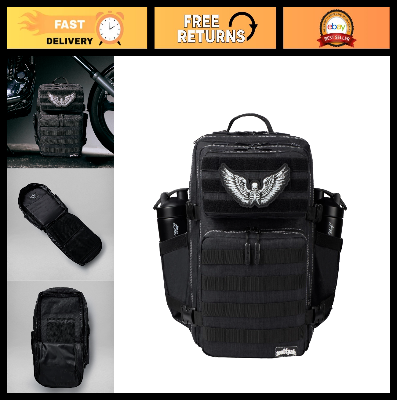 Durable 35L Waterproof Gym Backpack   MOLLE Webbing, Laptop Pocket, 1000D Oxford0