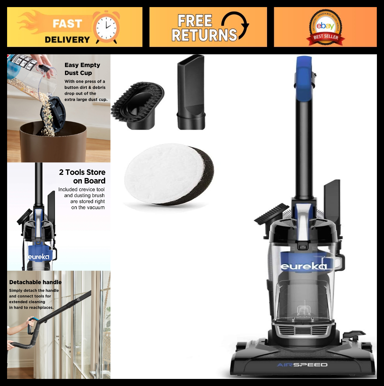 Ultra-Lightweight Pet Hair Upright Vacuum Cleaner, 7.7 lb, Carpet & Hard Floor,0