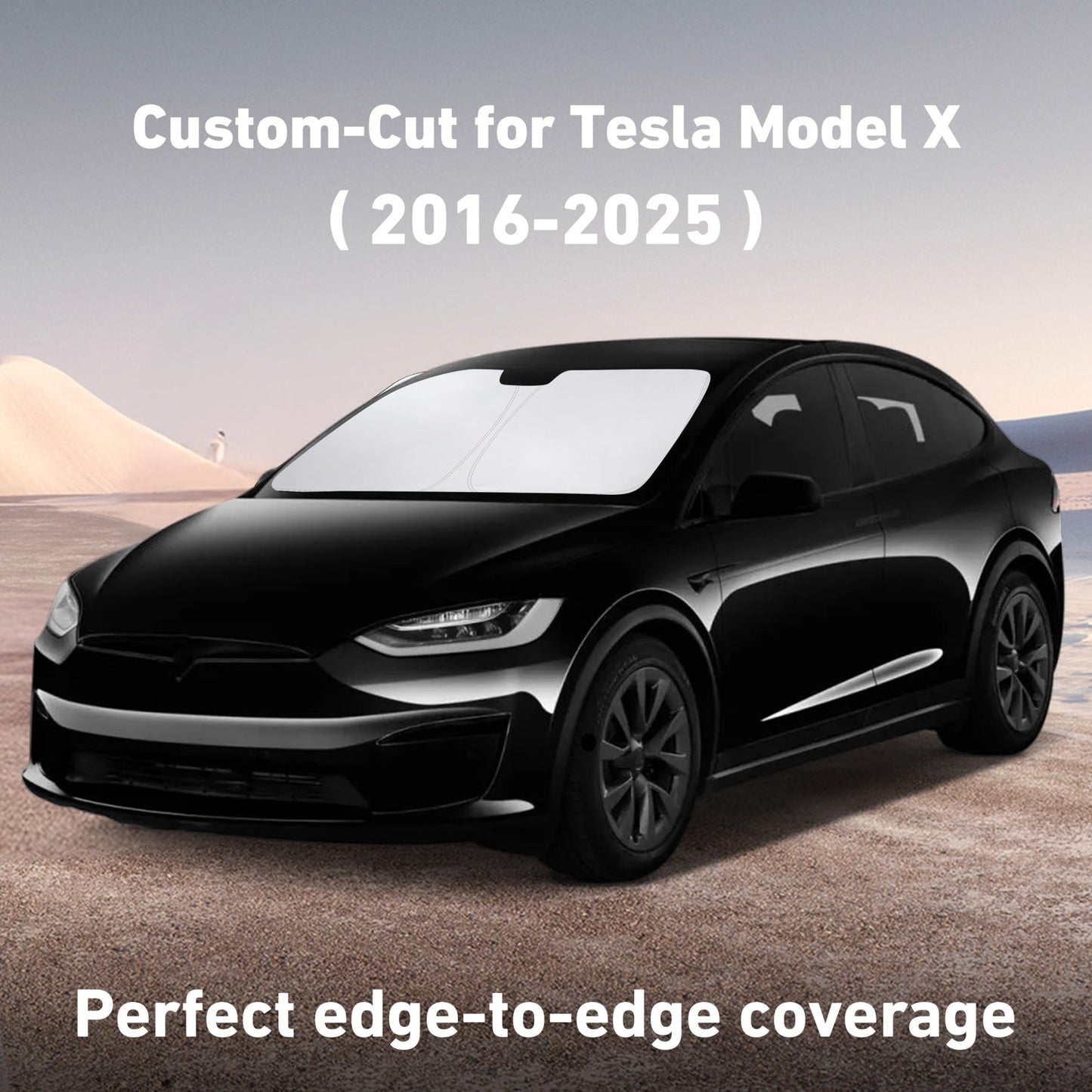 Windshield Sunshade for Tesla Model X 2016 2025, UV Heat Blocker & Sun Visor Cov2