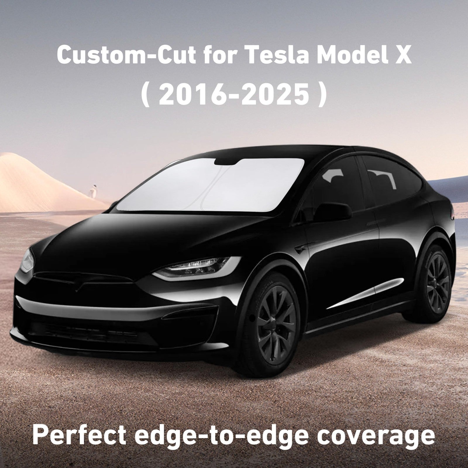 Windshield Sunshade for Tesla Model X 2016 2025, UV Heat Blocker & Sun Visor Cov2