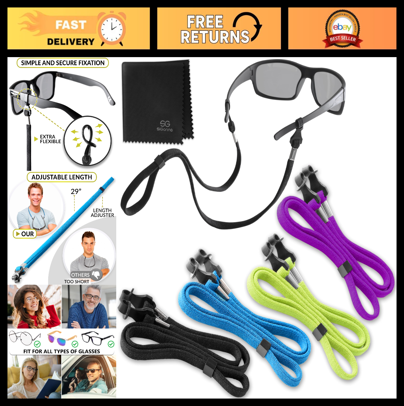 Eyeglass Holder Strap - 4 Pcs Neck Lanyard Cords for Sunglasses & Glasses - Gree0