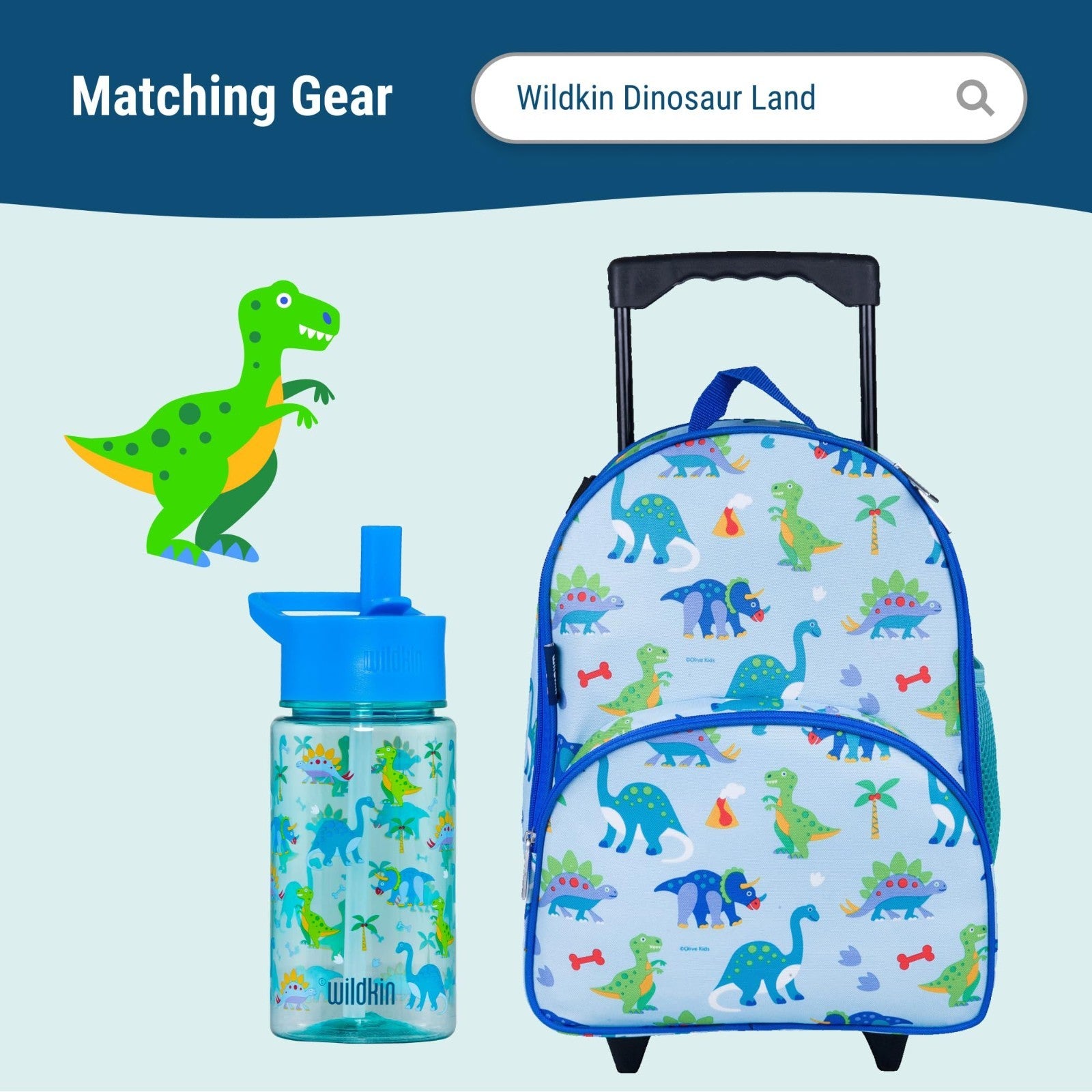 Kids Overnighter Duffel Bag - Carry-On Size for School & Sleepovers - Dinosaur D6