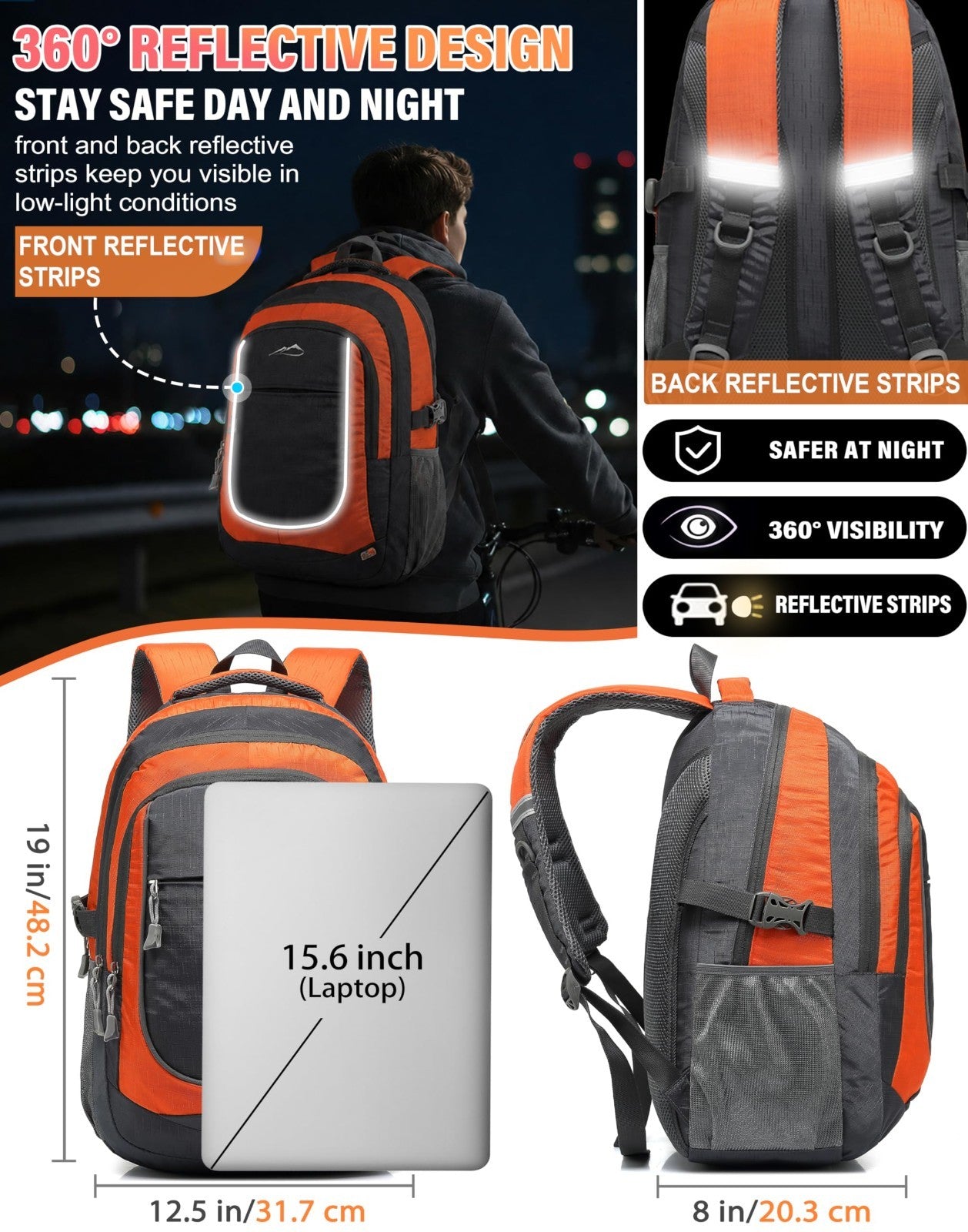 Sturdy College Backpack for Laptops Up to 15.6"   Multi Compartment Travel Bag,2