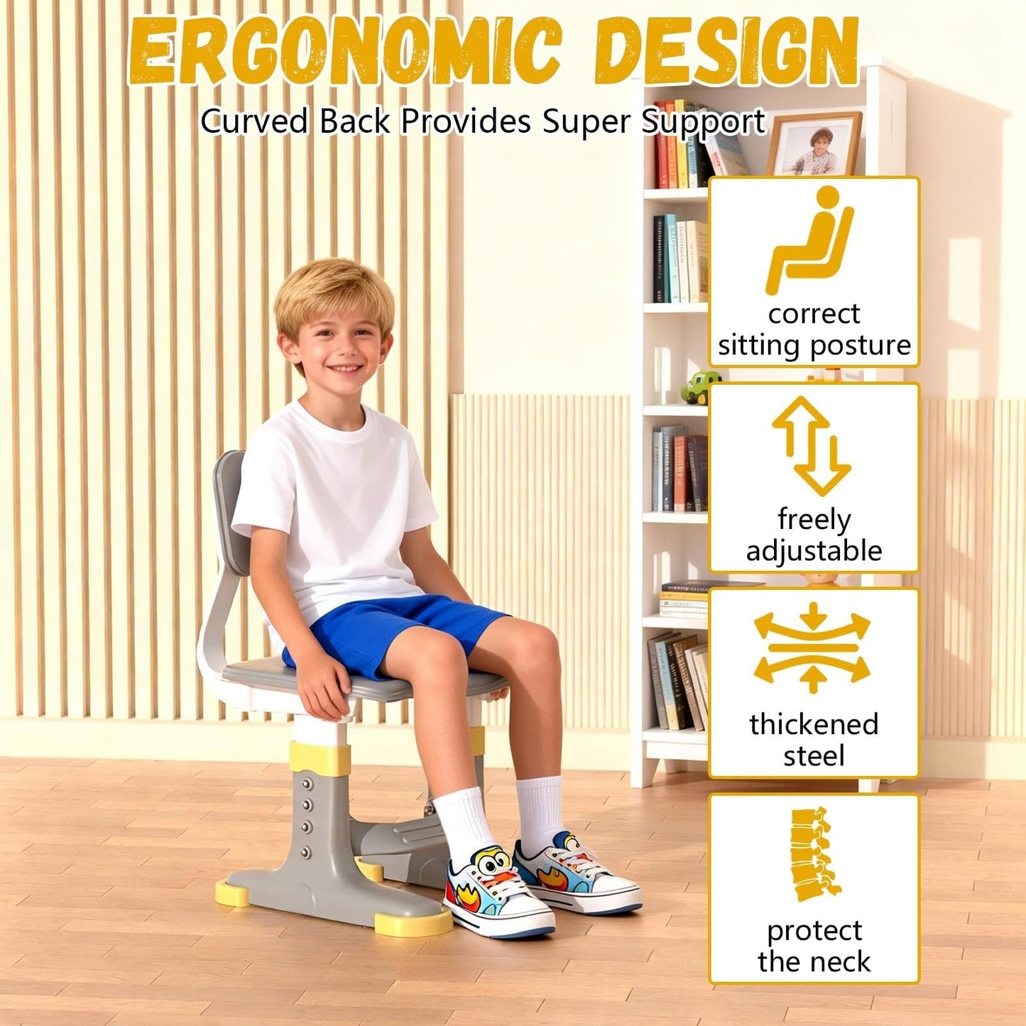 Height Adjustable Kids Study Desk & Chair Set for Ages 3 12   Learning Furniture5