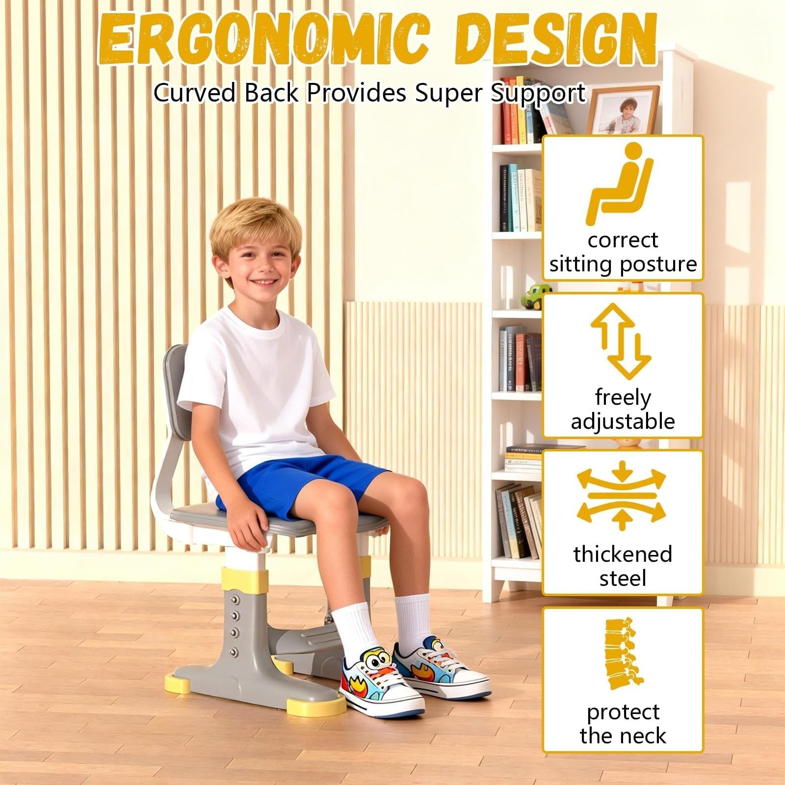 Height Adjustable Kids Study Desk & Chair Set for Ages 3 12   Learning Furniture5
