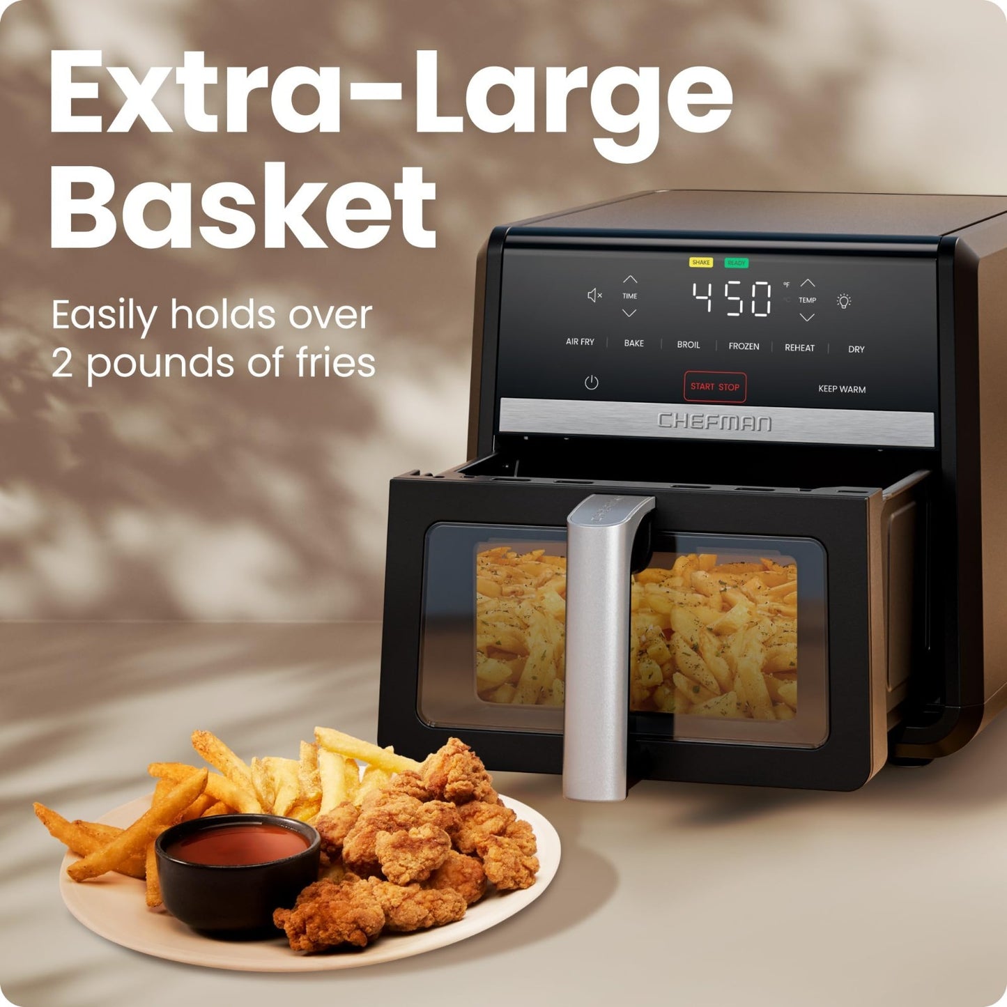 9 Qt Air Fryer   7 in 1 High Powered 450°F, XL Basket, Viewing Window, Crisp Res5