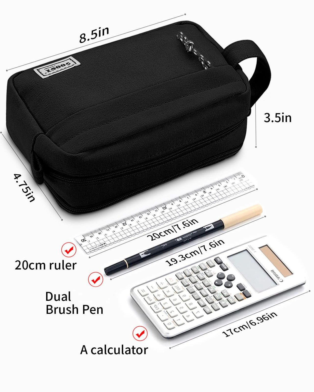 Large Capacity Canvas Pencil Case, Upgraded Pouch for School & Office Supplies5