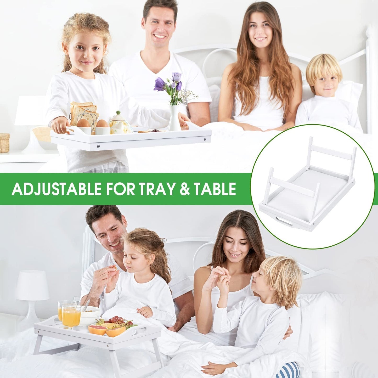 Foldable Bamboo Bed Tray Table with Handles - Ideal for Breakfast, Snacks, Lapto3
