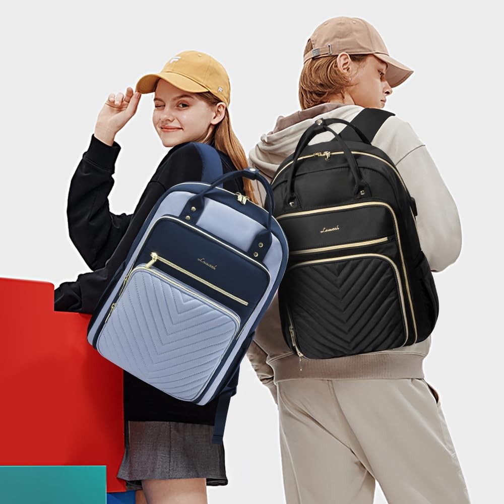Stylish Waterproof Laptop Backpack for Women, 15.6" Travel Computer Bag, Work Pu2