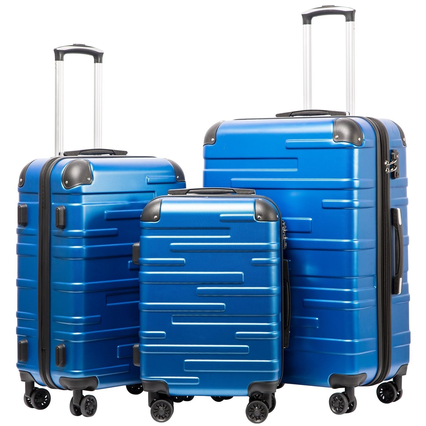 3-Piece Hardside Luggage Set - ABS, Scratch-Resistant, TSA Lock, 360° Spinner Wh1