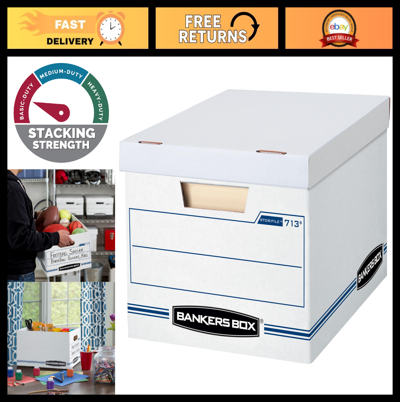 12 Pack File Storage Boxes with Lids, Letter/Legal Size, Durable & Stackable, Ea0