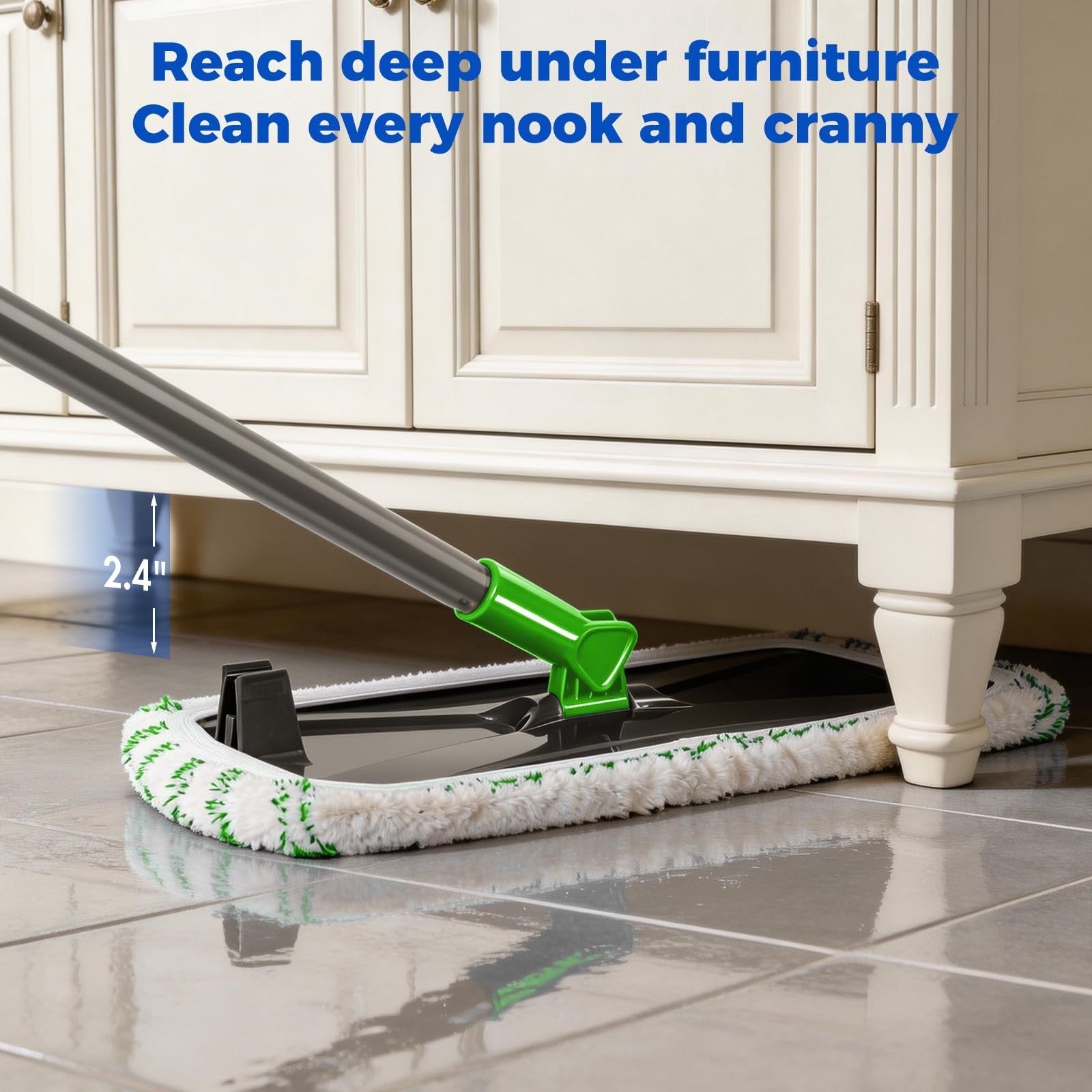 Microfiber Flat Mop 16" with 5 Washable Pads - Efficient Floor Cleaning Tool5