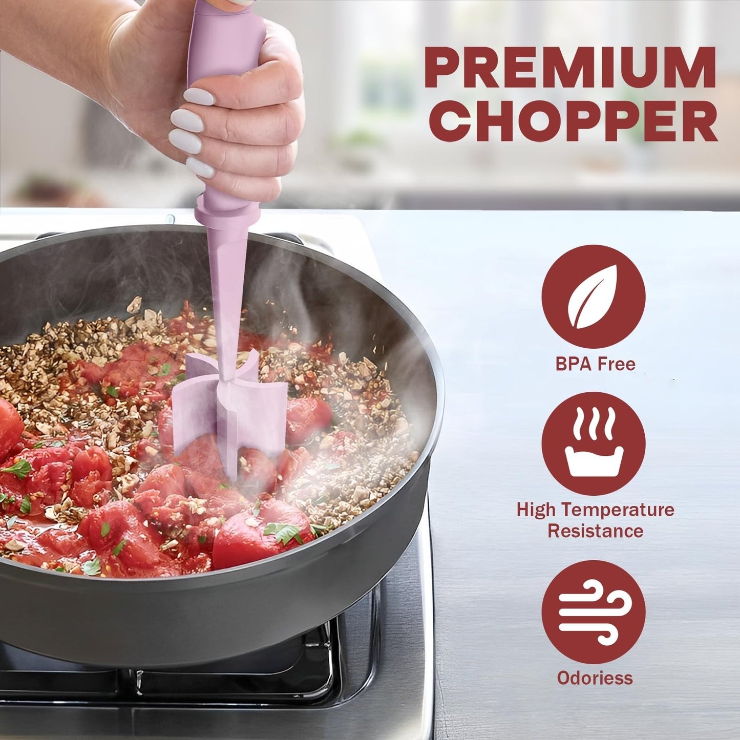 Meat Chopper & Hamburger Grinder   5 Blade Kitchen Smasher, Heat Resistant, Dish5