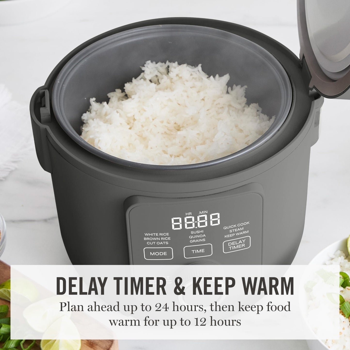 4-Cup Rice Cooker with Non-Stick Pot, Keep Warm, Steam Basket, Quick Cook, Gray8