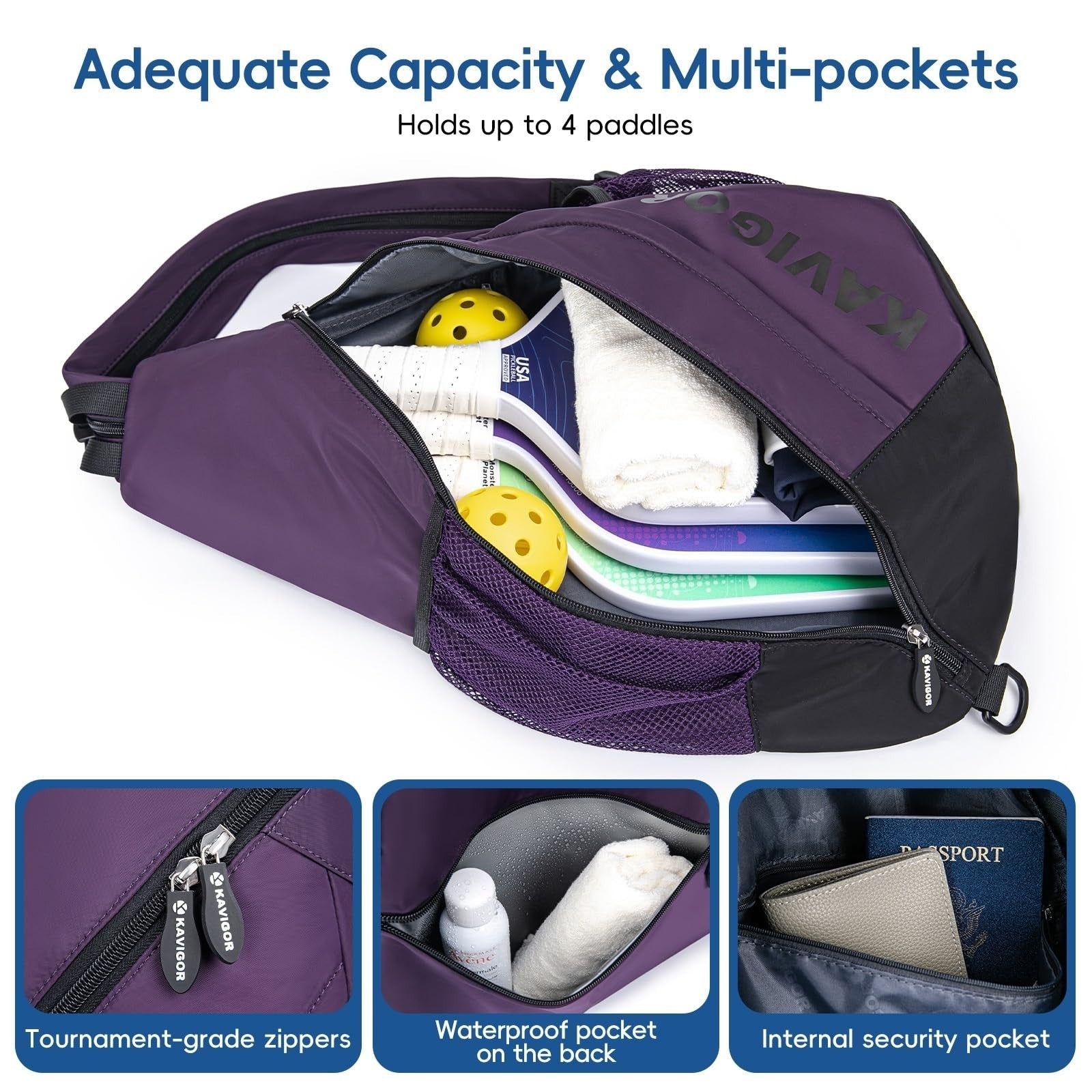 Ultra-Light Pickleball Sling Bag, Convertible Backpack with Wet/Dry Pocket, Fits2