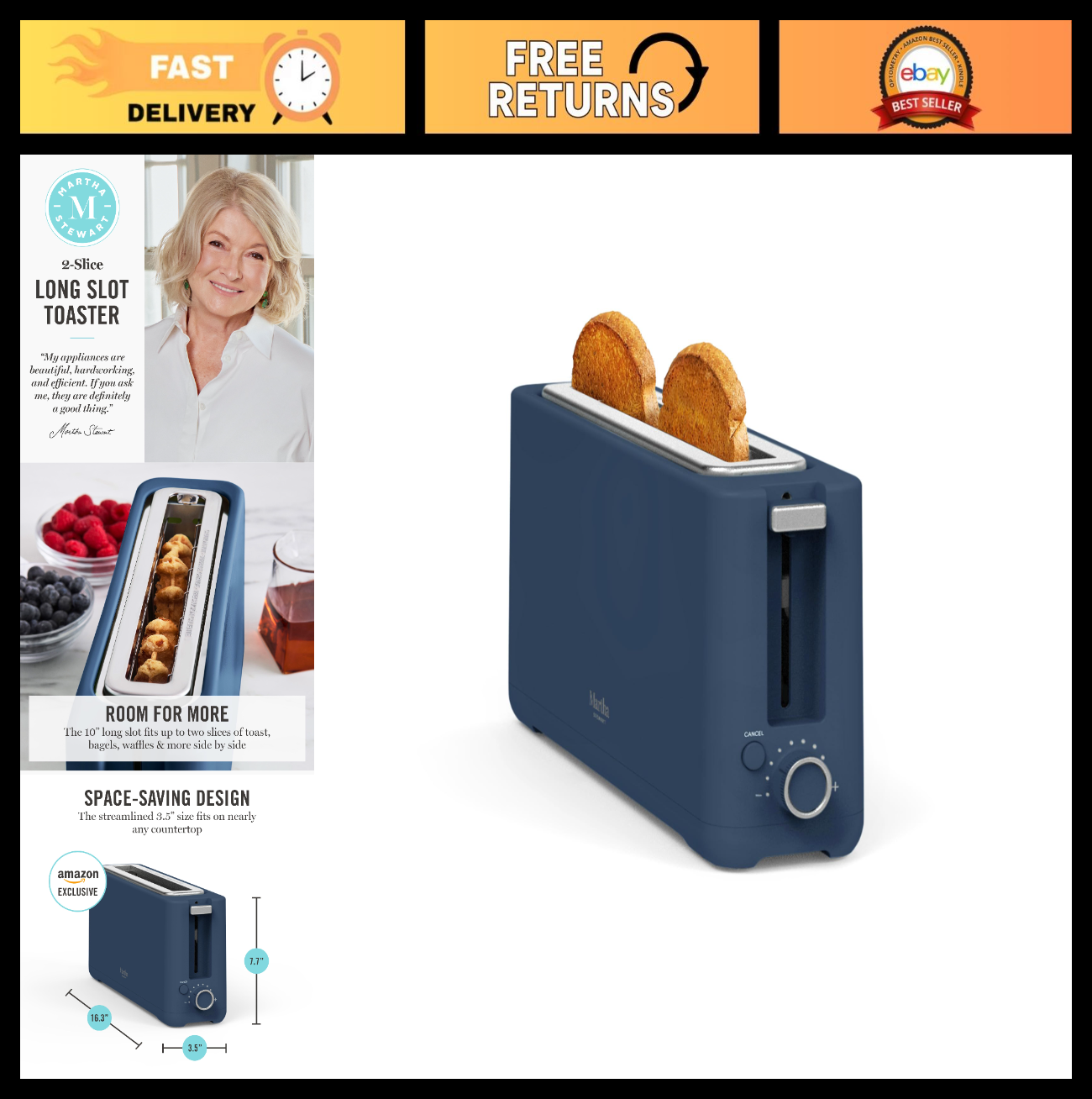 2-Slice Long Slot Toaster - Extra Wide for Sourdough & Bagels, 10 Shade Settings0