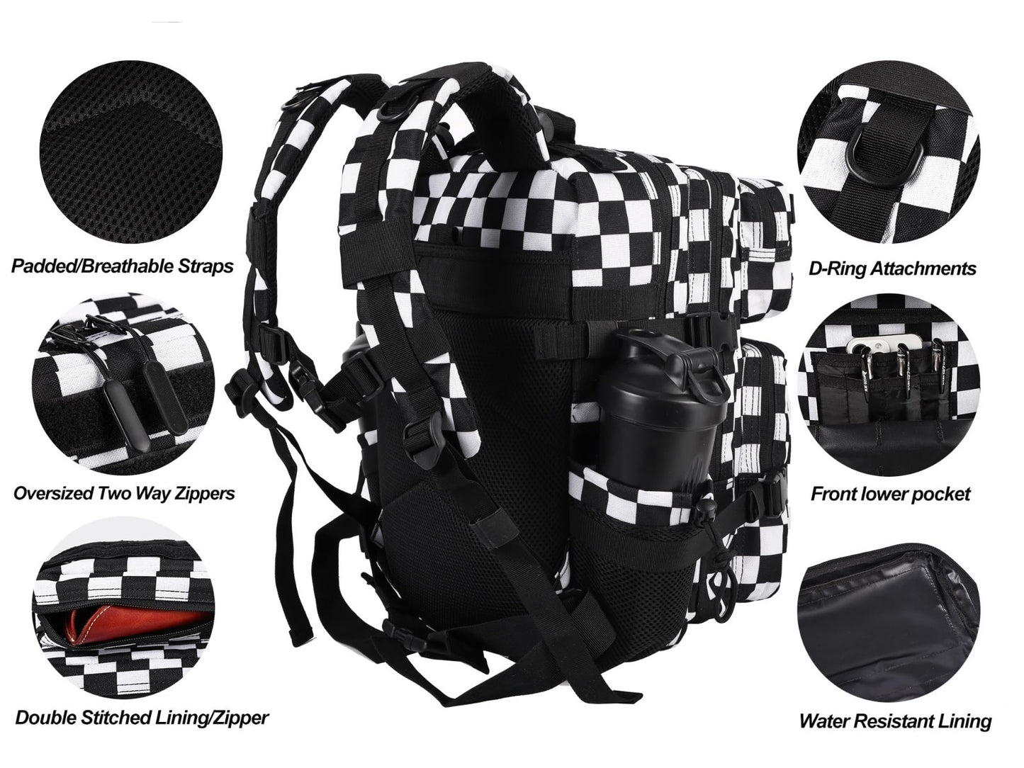 Tactical Military Backpack 25L/35L   Army Assault Pack, Small Rucksack, Bottle H3