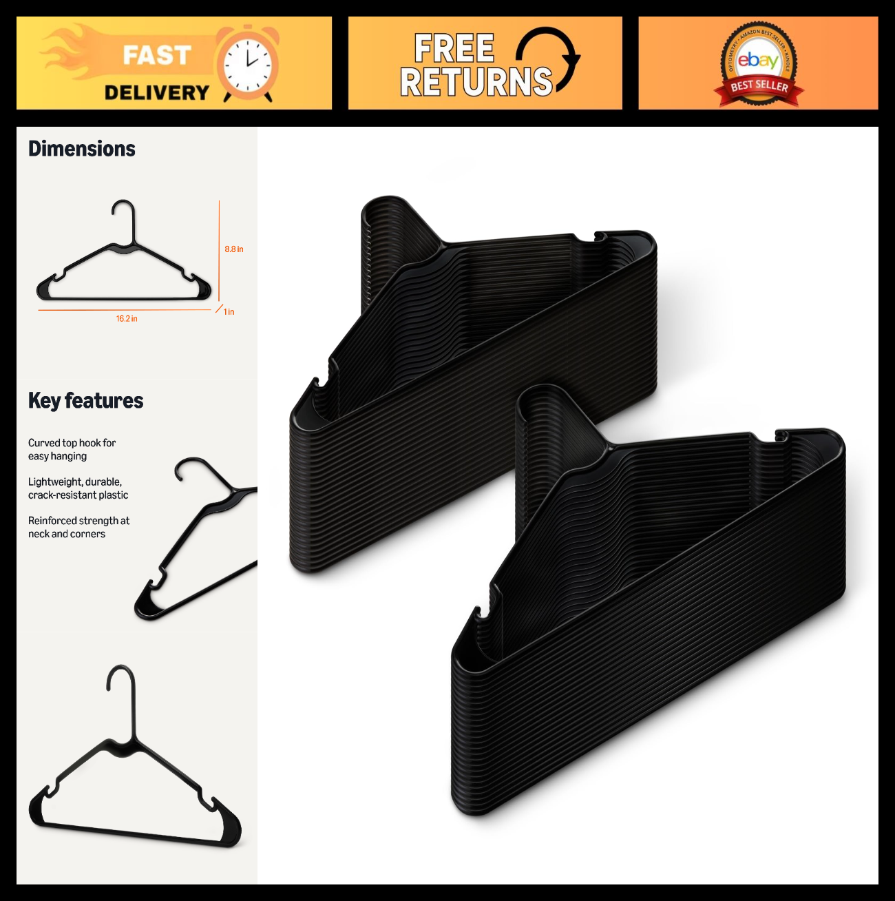 Space Saving Plastic Clothes Hangers   Sturdy Closet Organizer for Shirts & Jack0