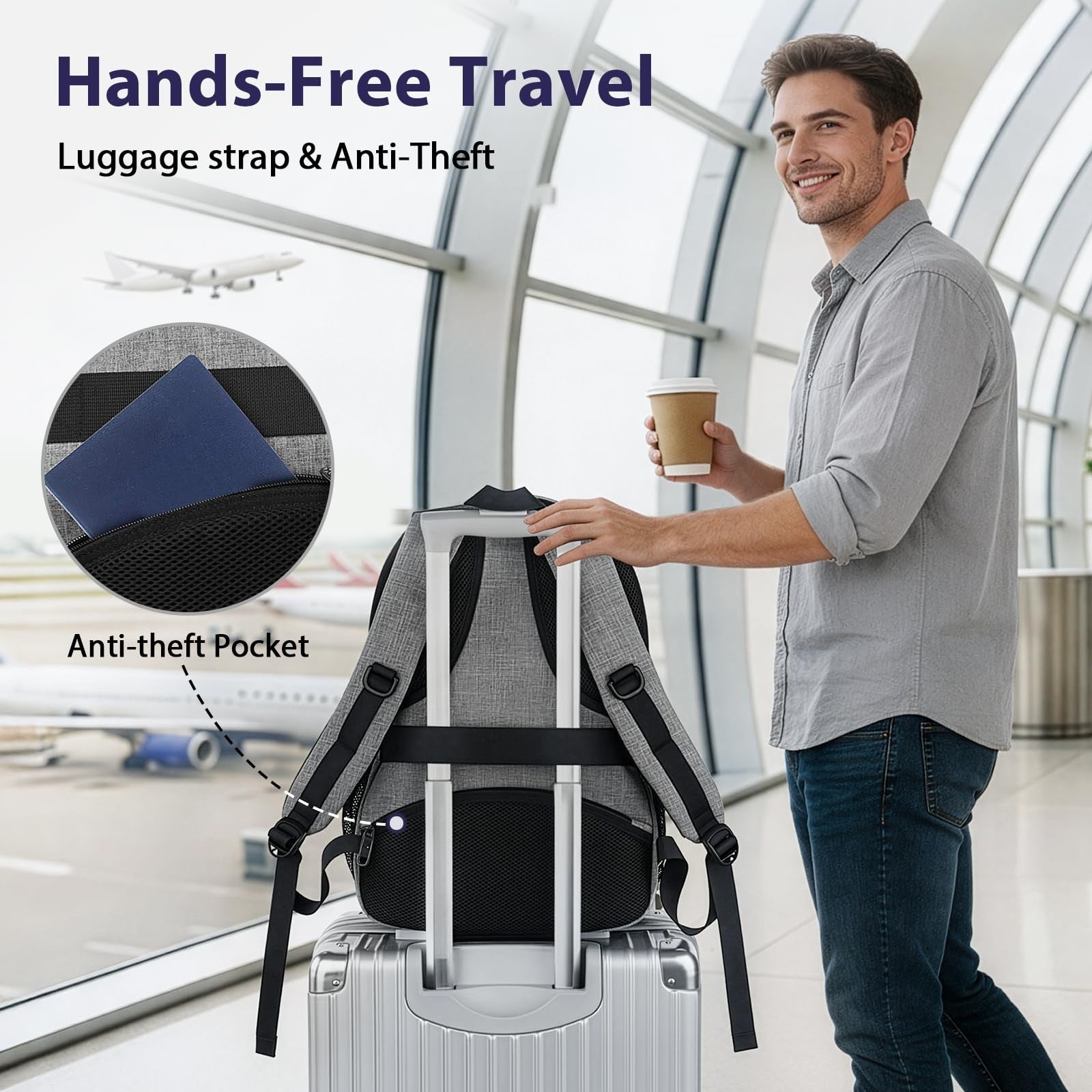 17" TSA Approved Travel Laptop Backpack, Carry On Work Bag, Durable & Stylish3