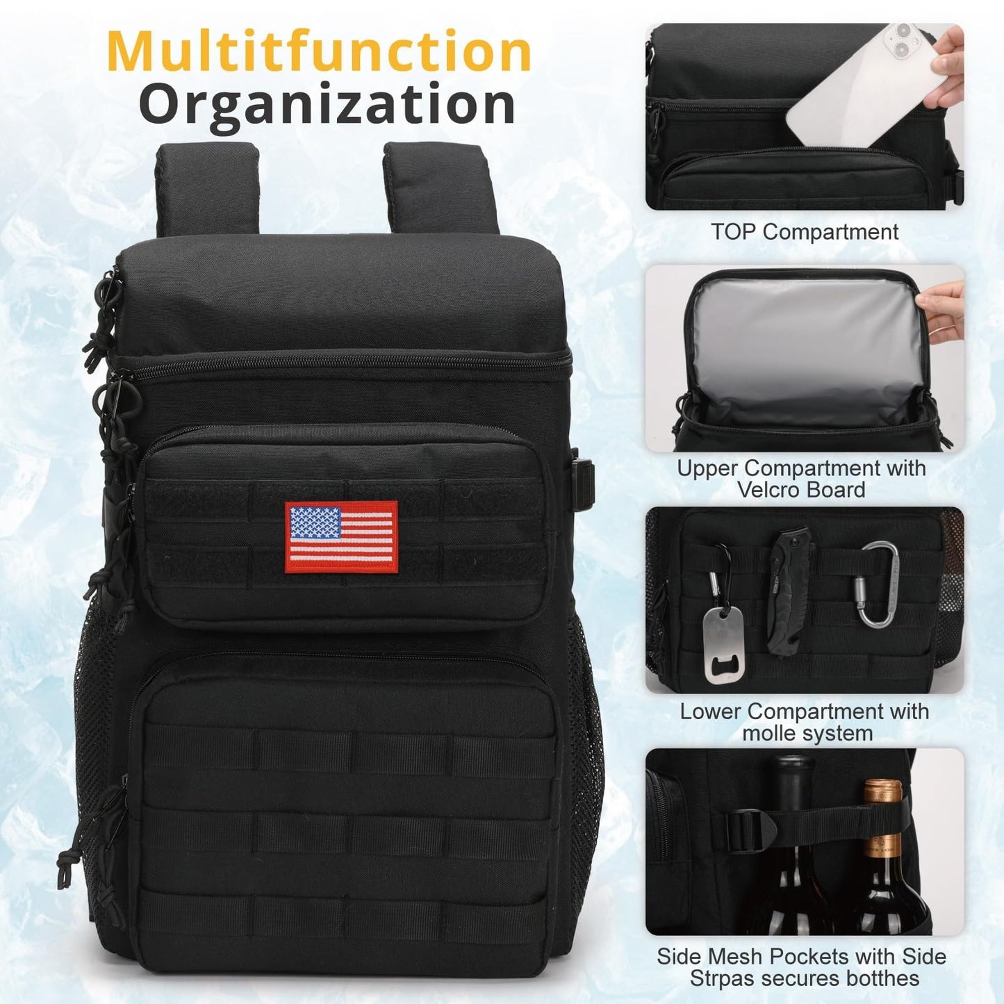 Tactical Insulated Cooler Backpack - Lightweight, Leakproof, Waterproof for Trav5