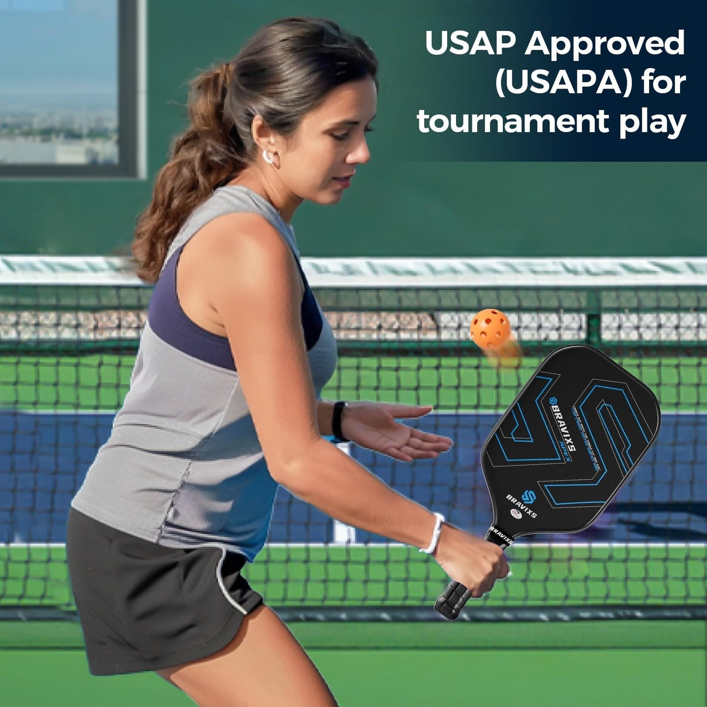Set of 2 USAPA Approved Pickleball Paddles, T700 Carbon Fiber Rackets + 4 Balls3