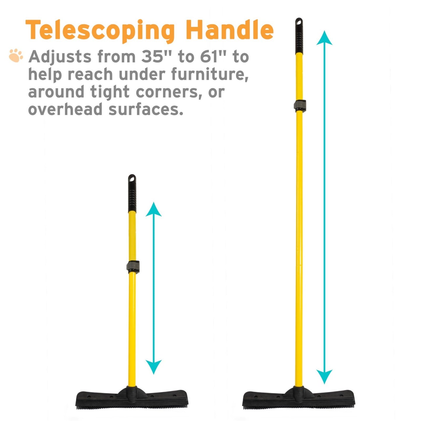 Pet Hair Removal Rubber Broom with 61" Telescopic Handle - Effective Fur Remover5