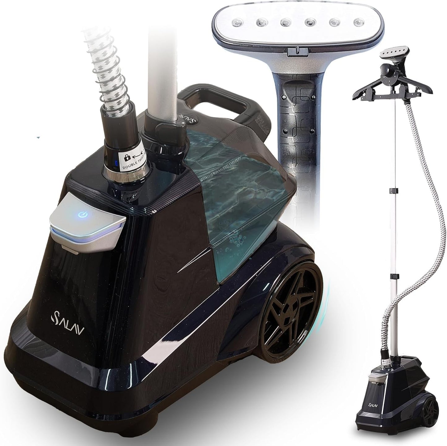 Heavy Duty Commercial Garment Steamer, 1800W, 3L Water Tank, Foot Pedals, Navy1