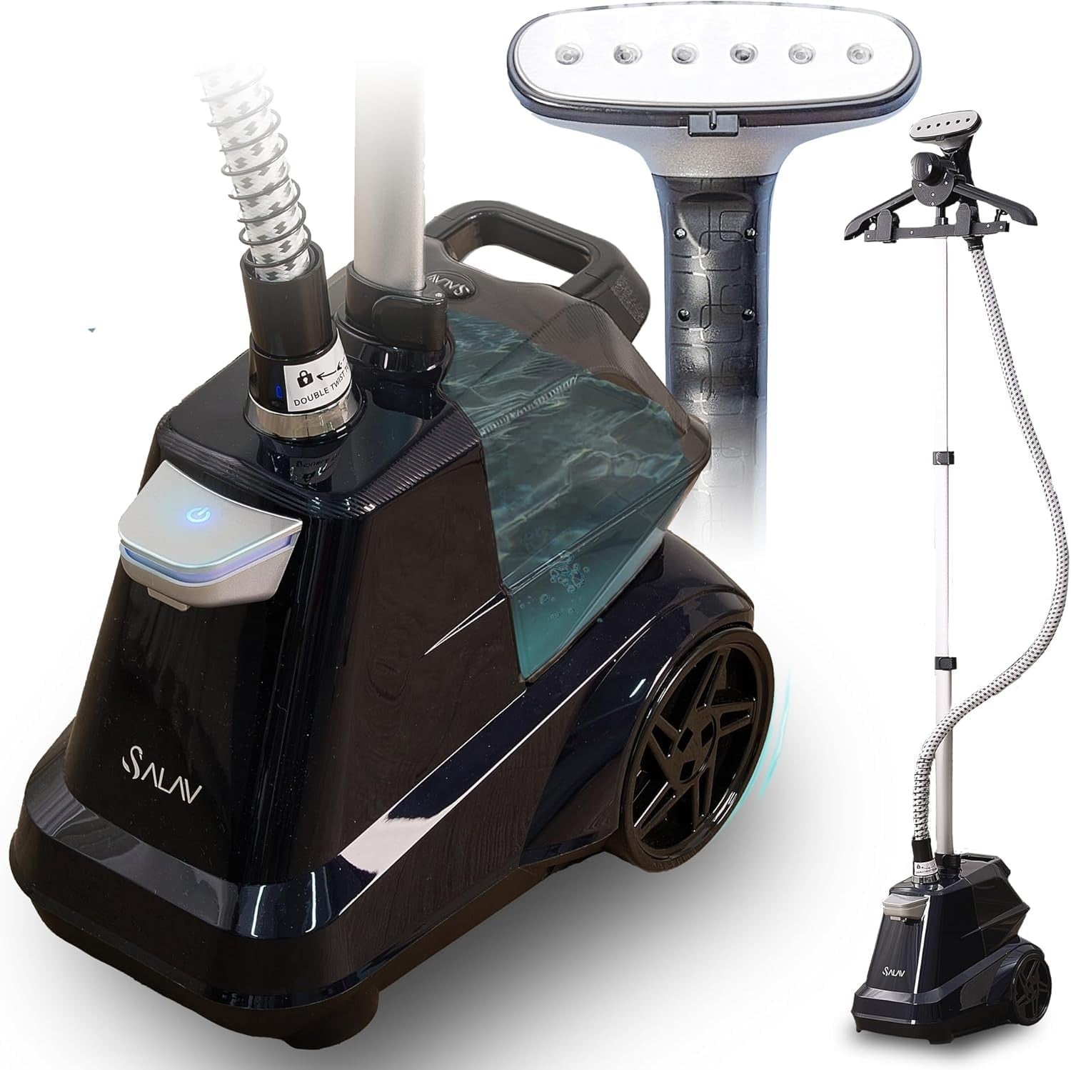Heavy Duty Commercial Garment Steamer, 1800W, 3L Water Tank, Foot Pedals, Navy1