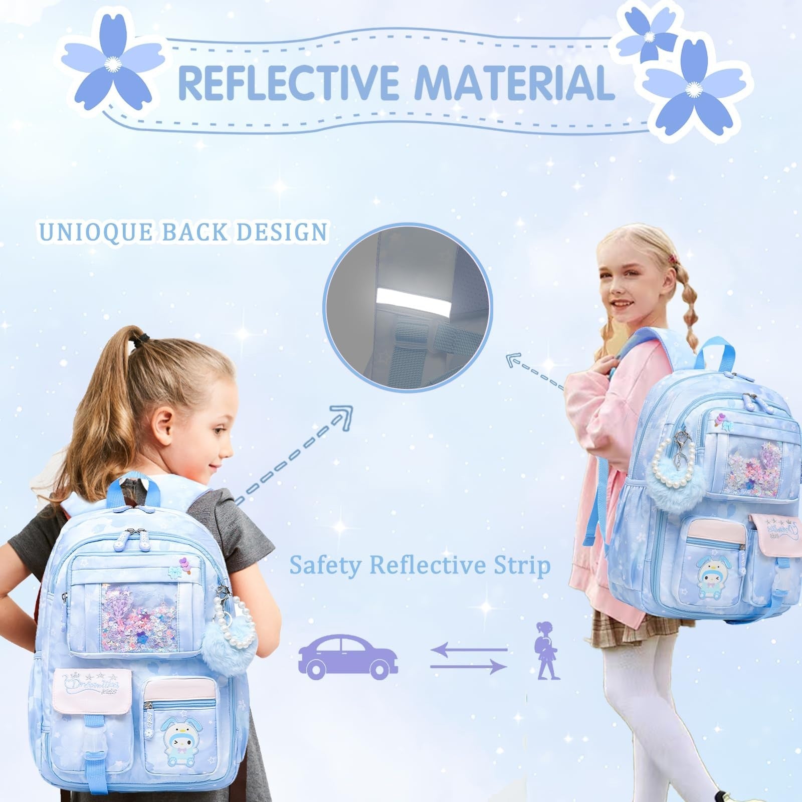 Stylish 17" Girls School Backpack   Kids Book Bag with Multiple Pockets, Splash 6