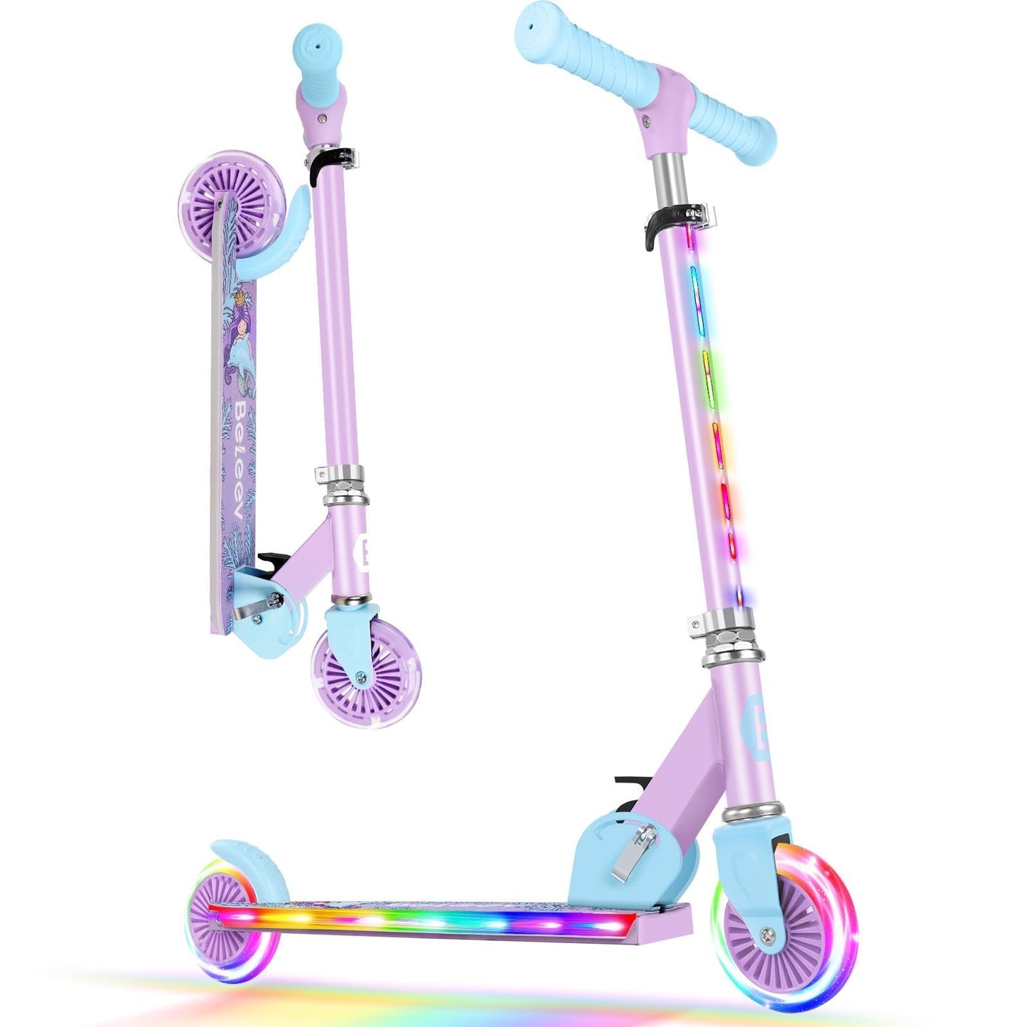 Light-Up Wheel Scooter for Kids, 2-Wheel Folding Kick Scooter, Adjustable Height1